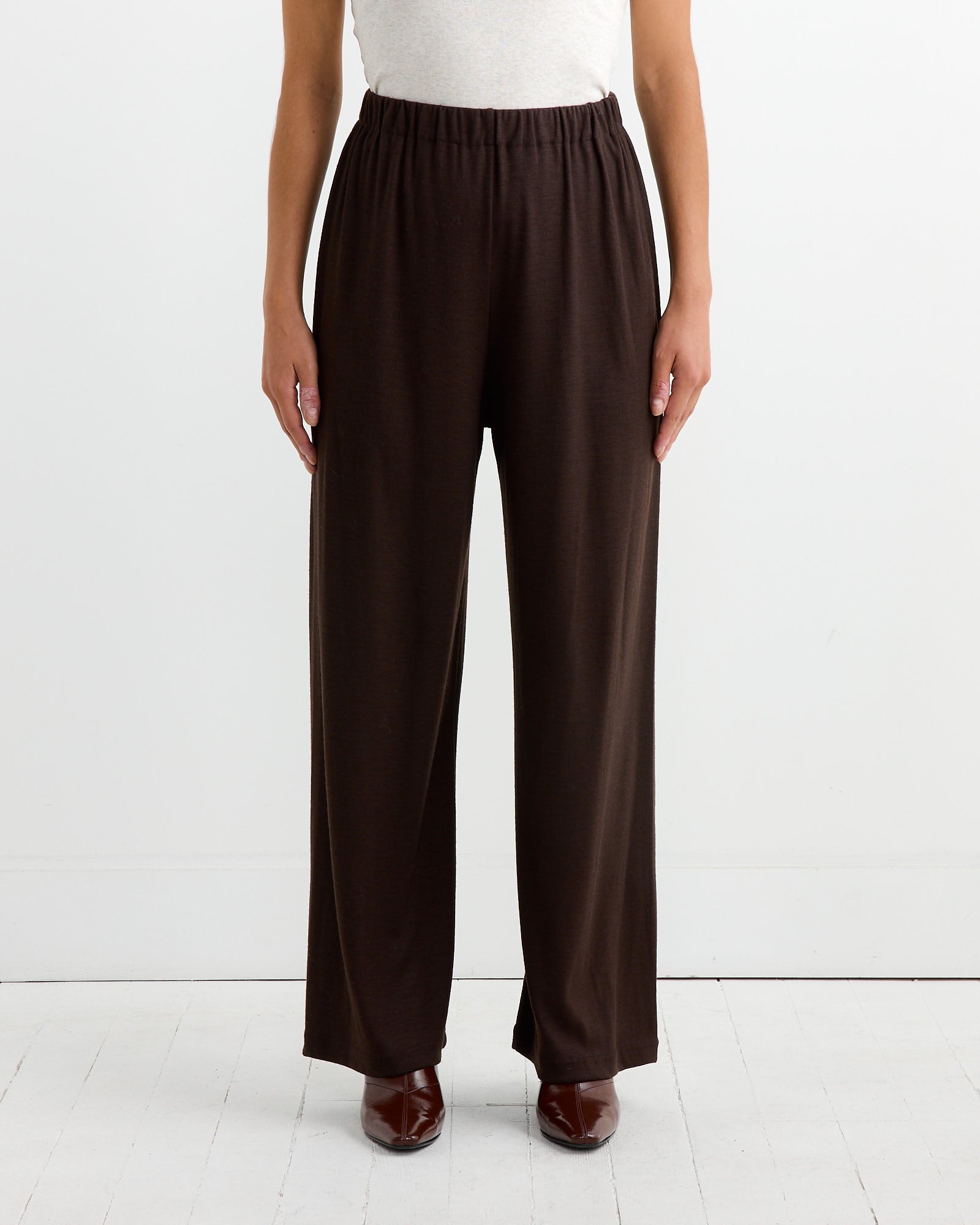 Black Crane Wool Straight Pant Cacao - Cacao / XS (263793)