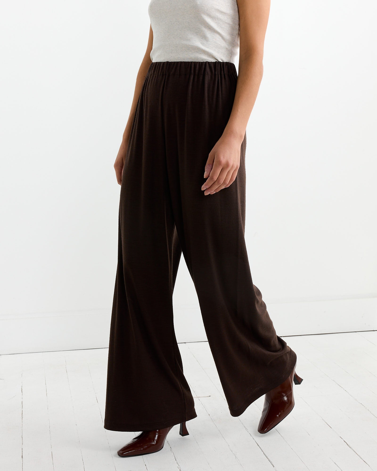 Black Crane Wool Straight Pant Cacao - Cacao / XS (263793)