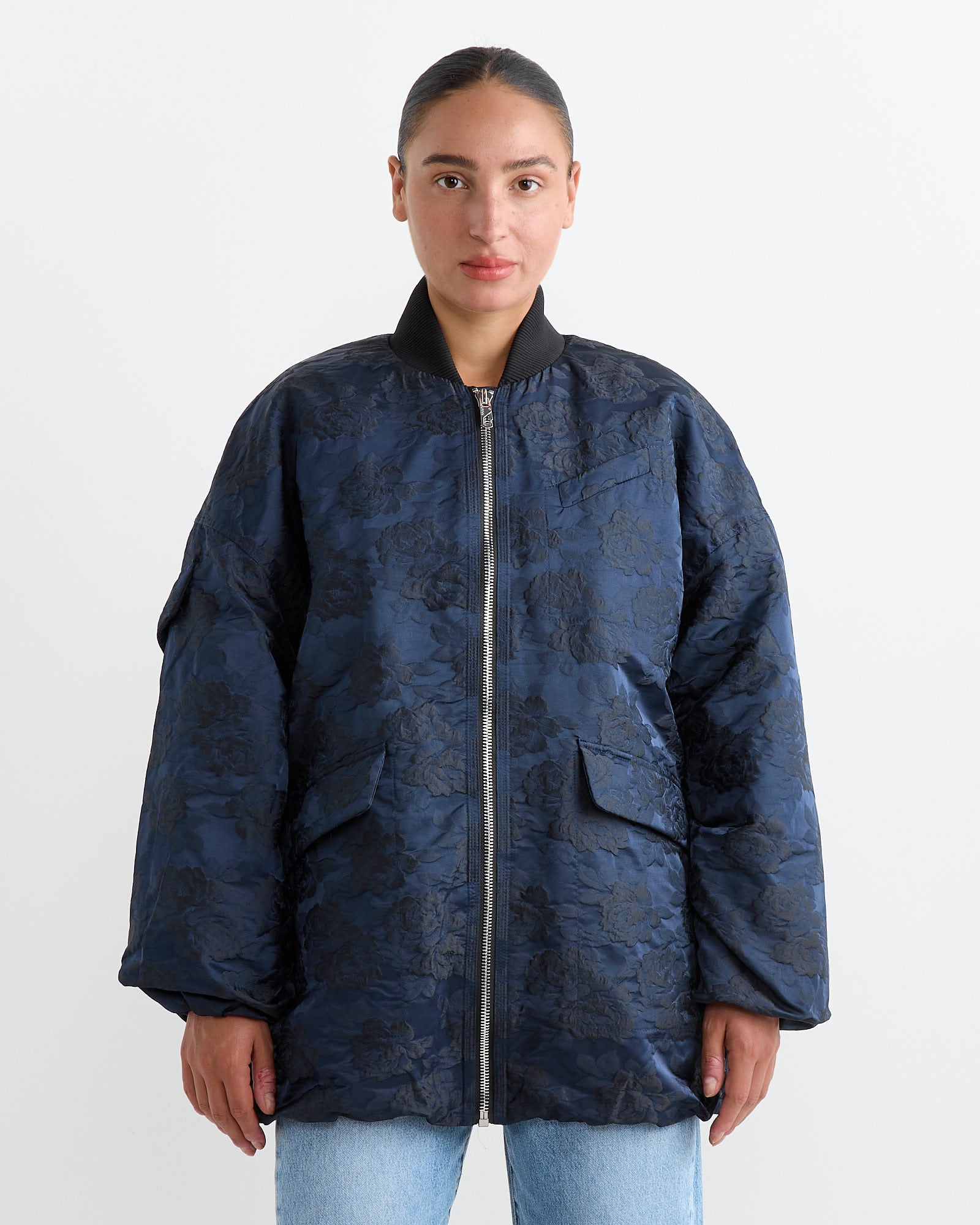 Botanical Bomber Jacket in Peacoat