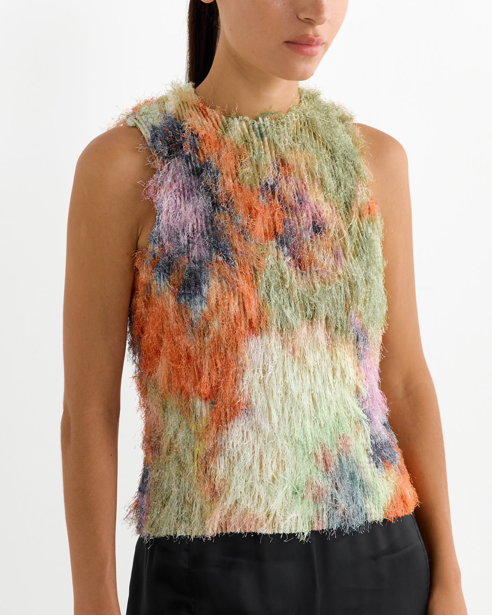 Thelma Pleated Furry Top in Gundula