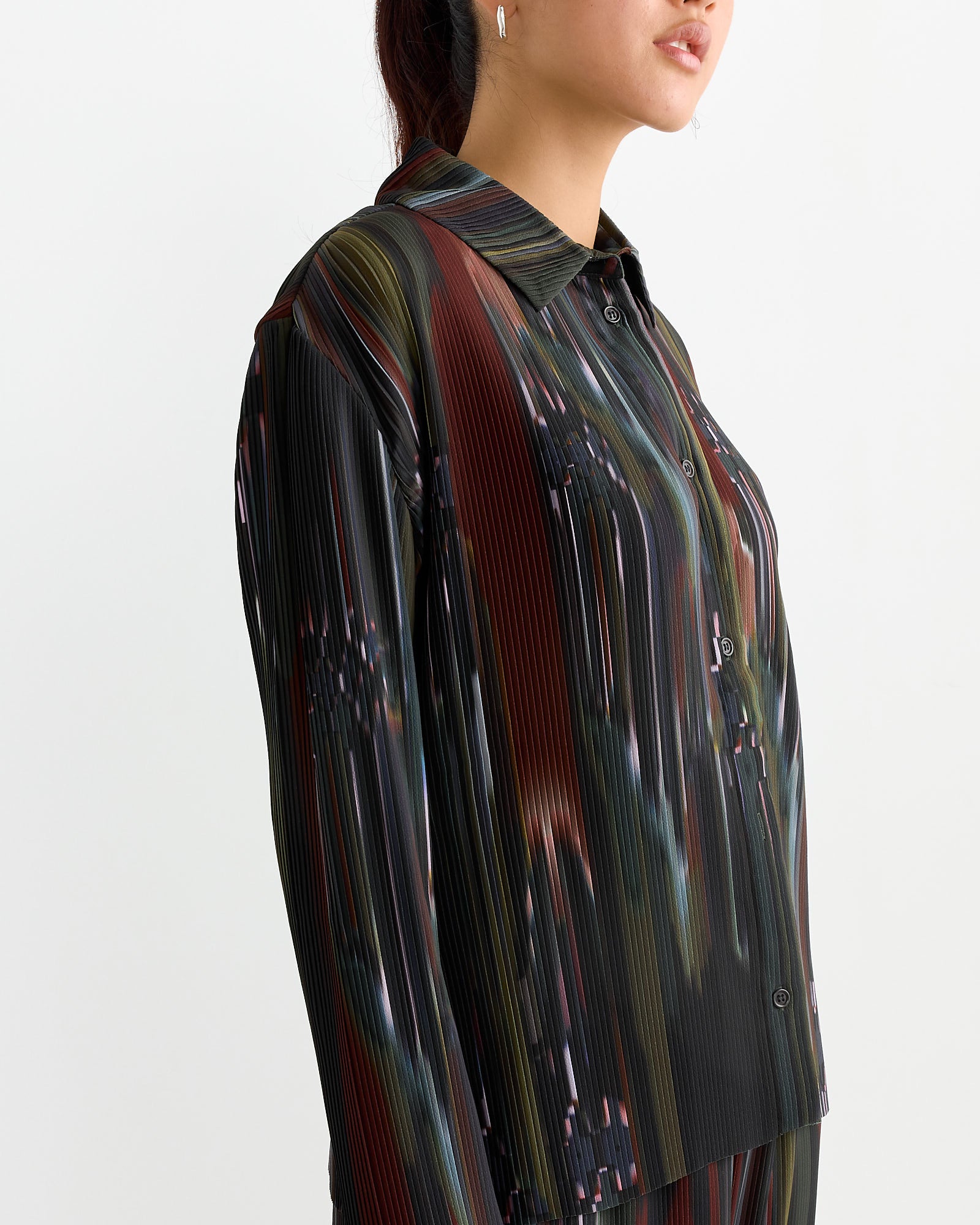 Henrik Vibskov Knight Plisse Shirt Dark Tetris Drips - Dark Tetris Drips / S (264112)