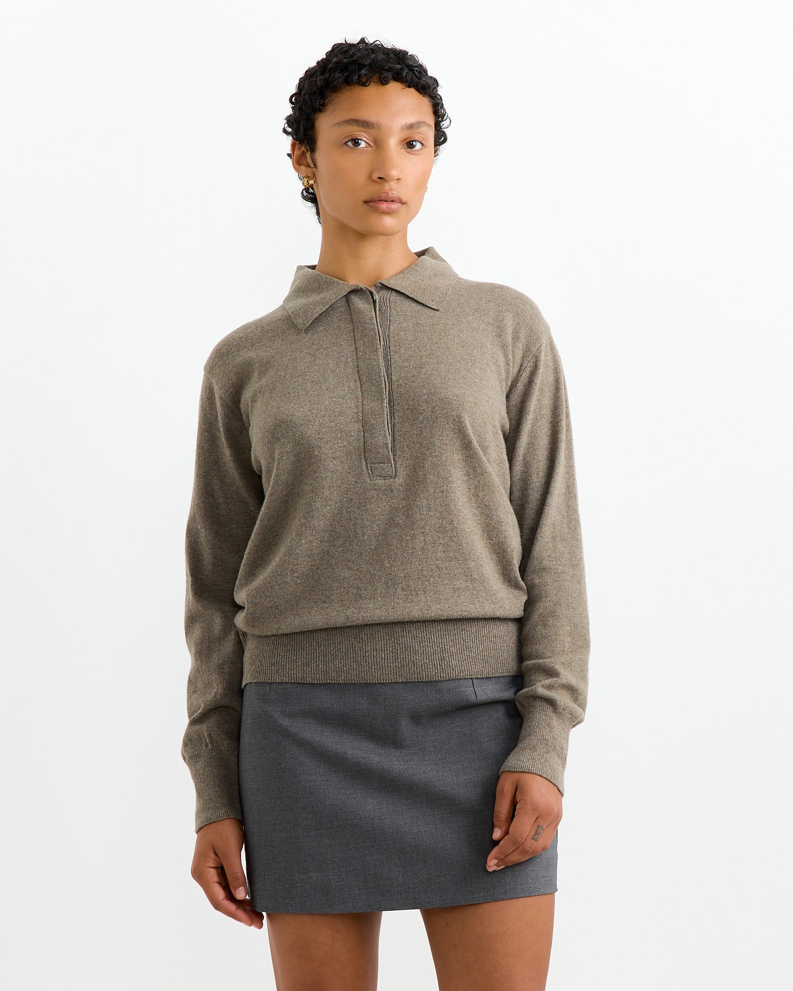 Mijeong Park Cashmere Blend Polo Sweater Greige - Greige / S (264268)