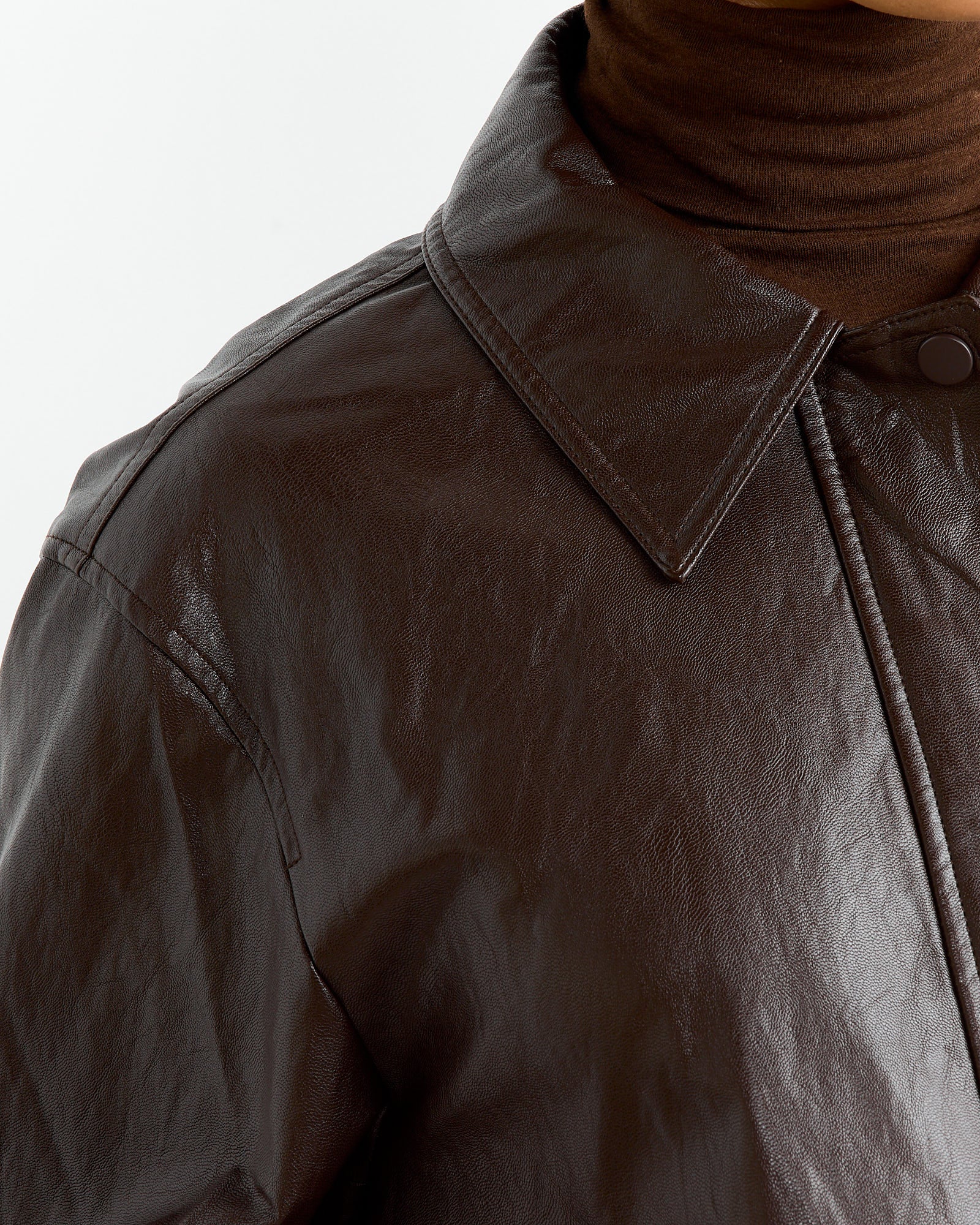 Vegan Leather Blouson in Brown