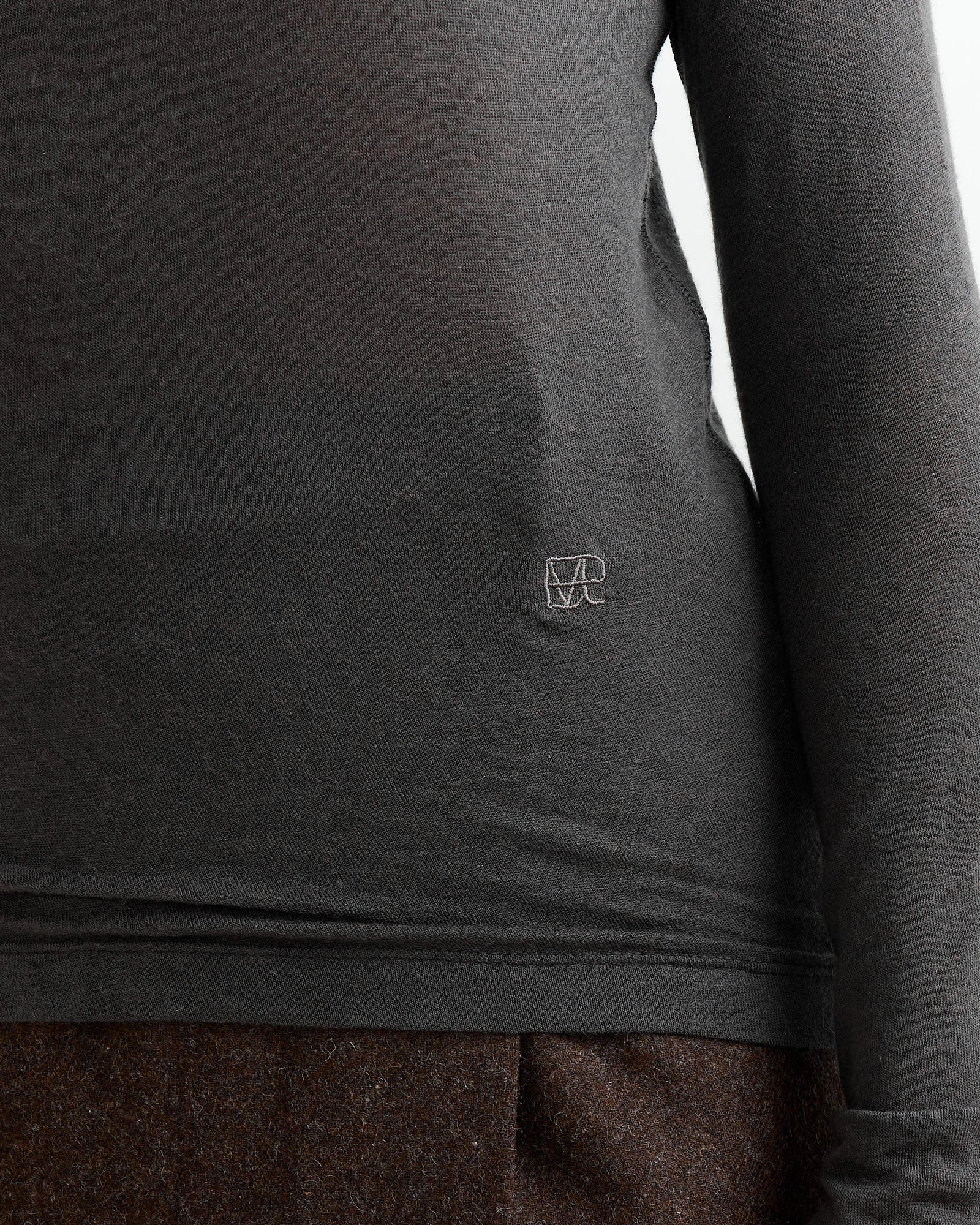 Wool Tencel Crewneck Top in Charcoal