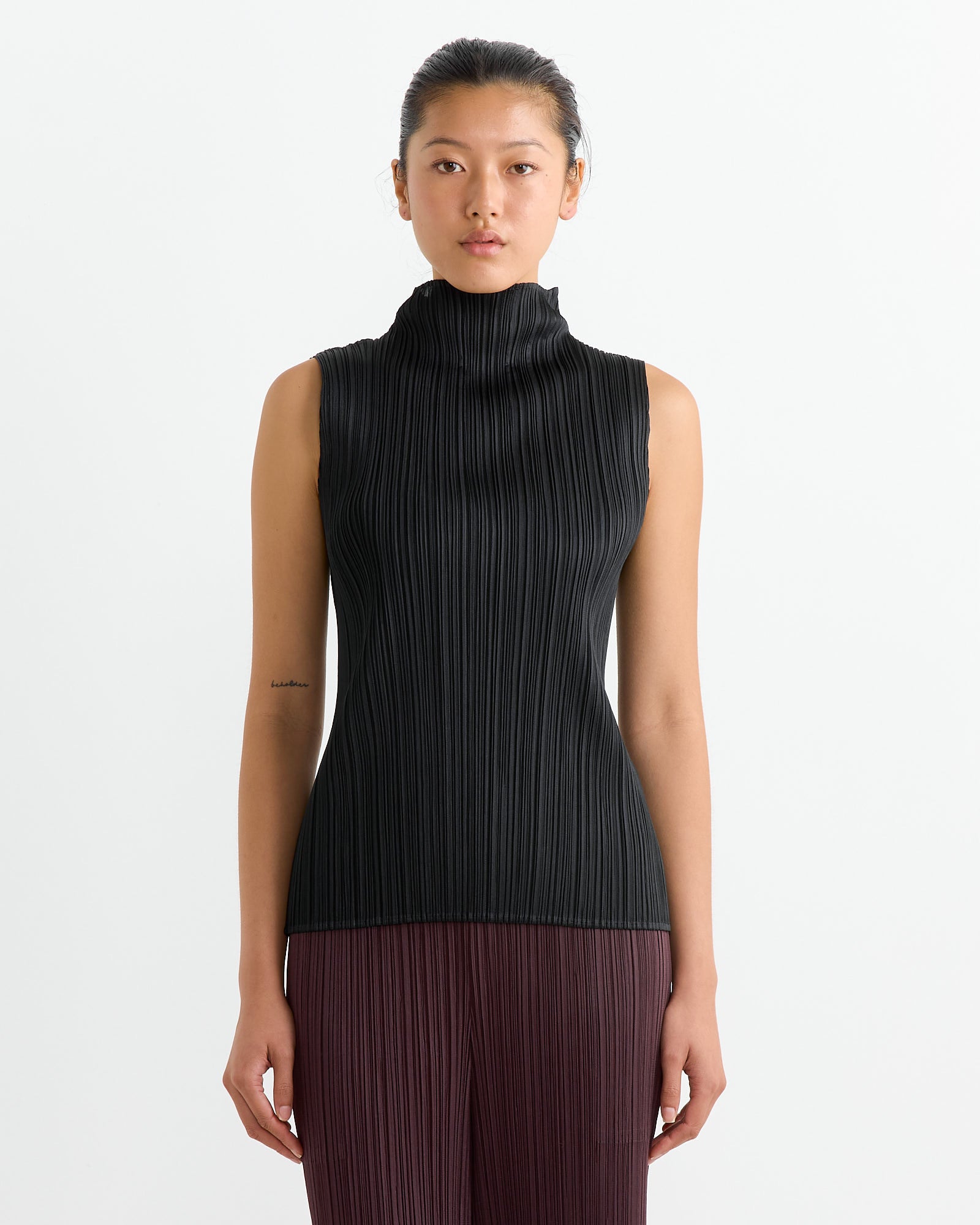 Issey Miyake Pleats Please JK102 Basics Turtleneck Top Black - Black / 5 (264396)