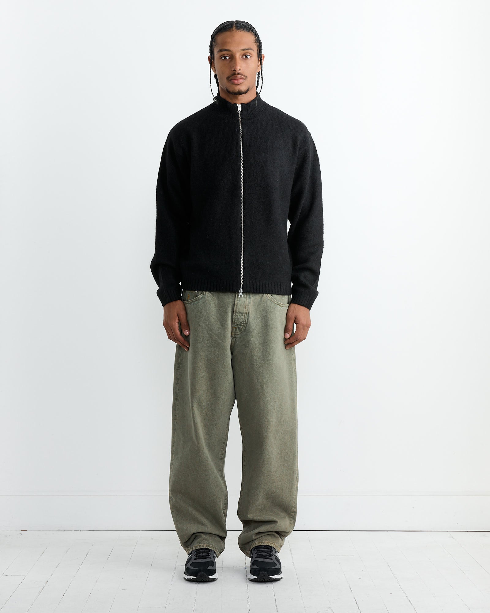 Stussy Brushed Mock Full Zip Sweater Black - Black / L (264492)