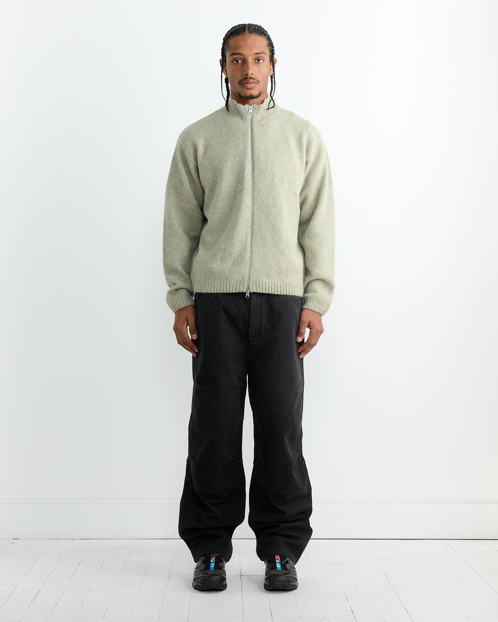 Stussy Brushed Mock Full Zip Sweater Sage - Sage / L (264496)