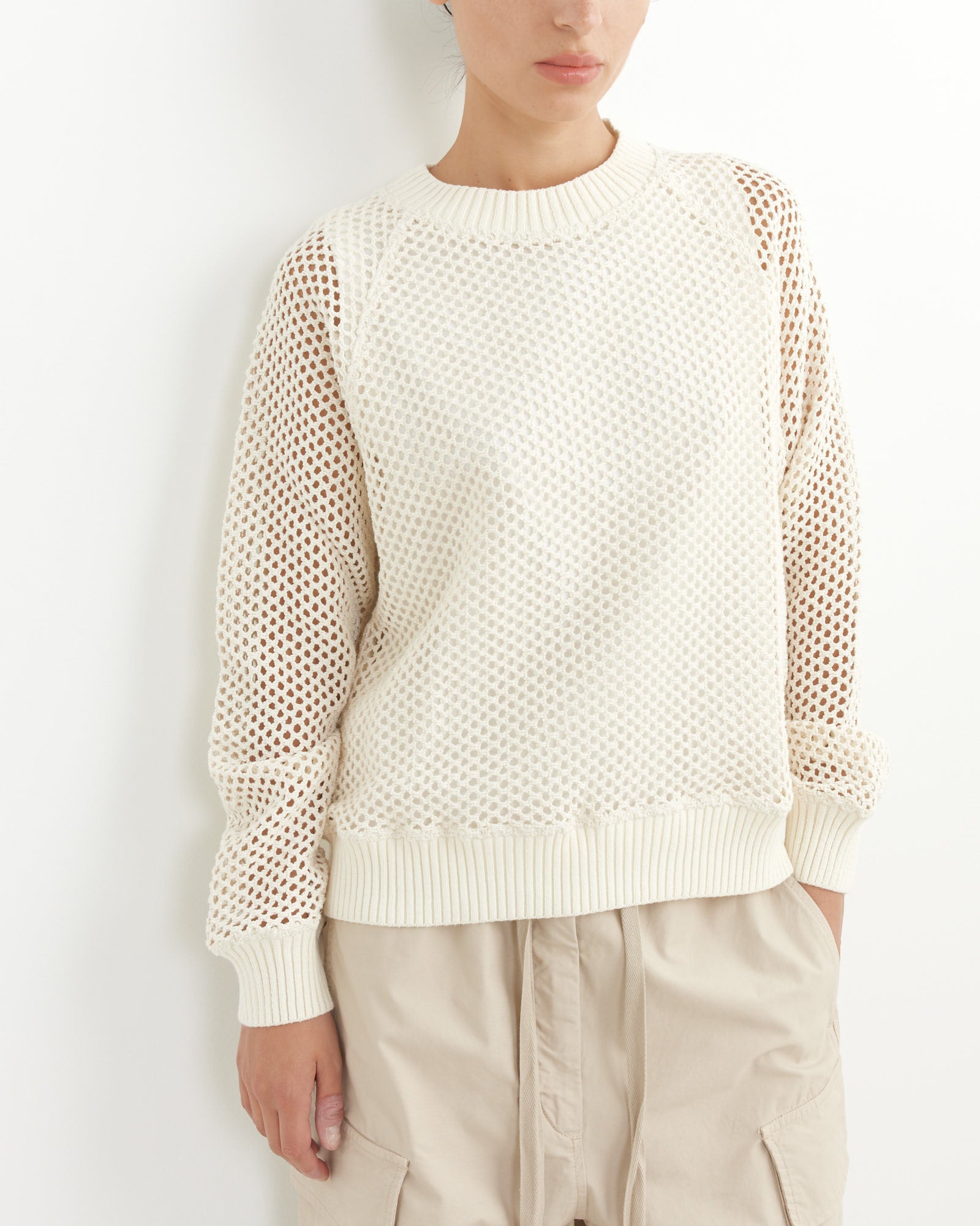 Boxy Knitted Sweater in Off White