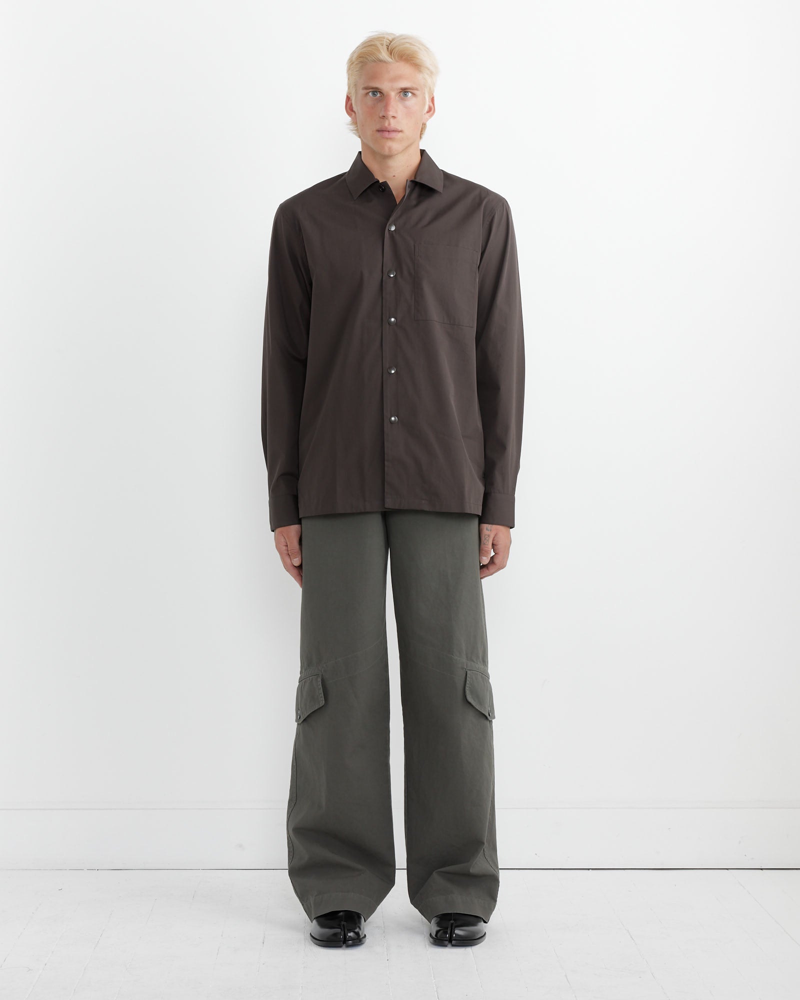 Cotton Overshirt in Dark Brown