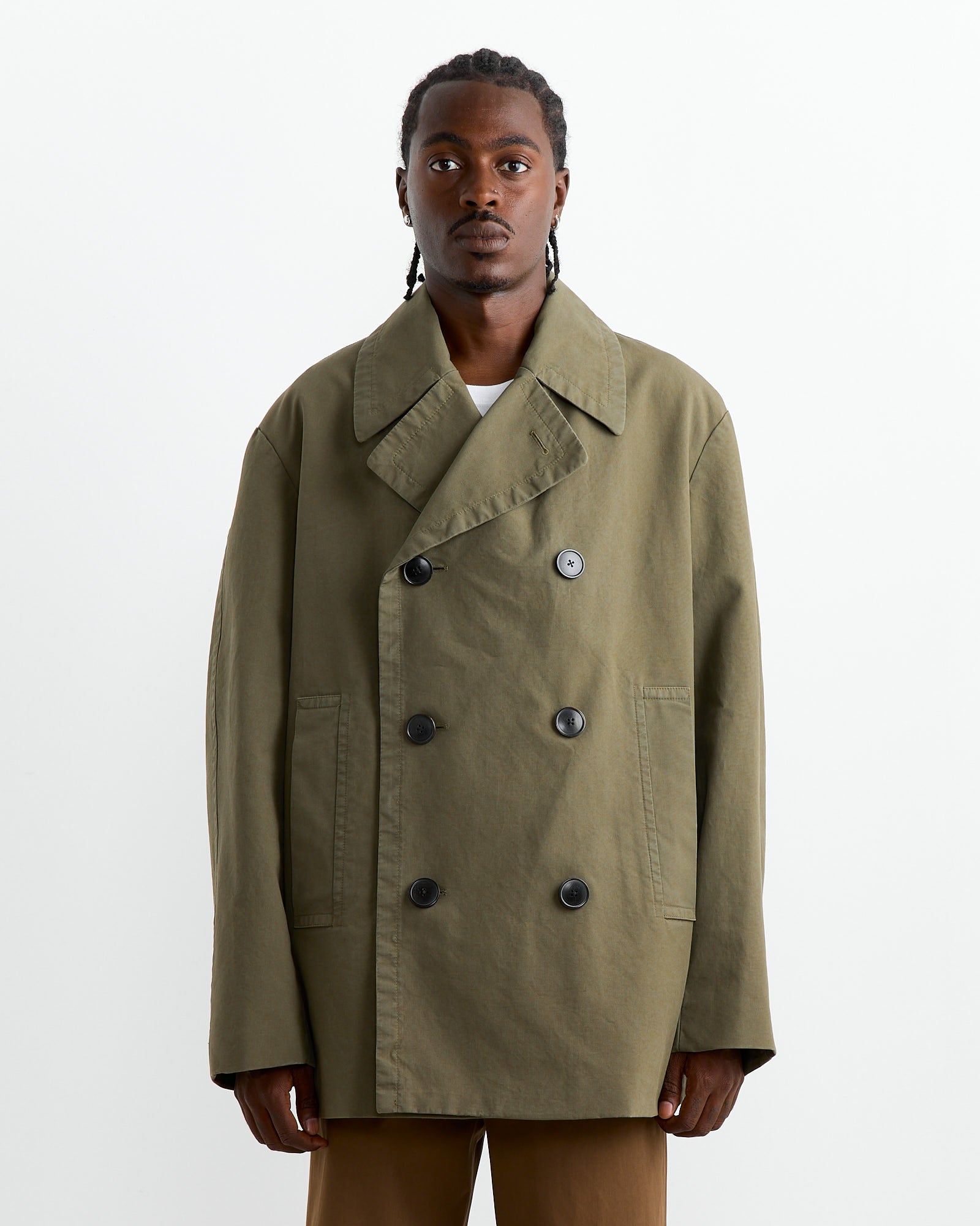 Double Breasted Coat in Khaki