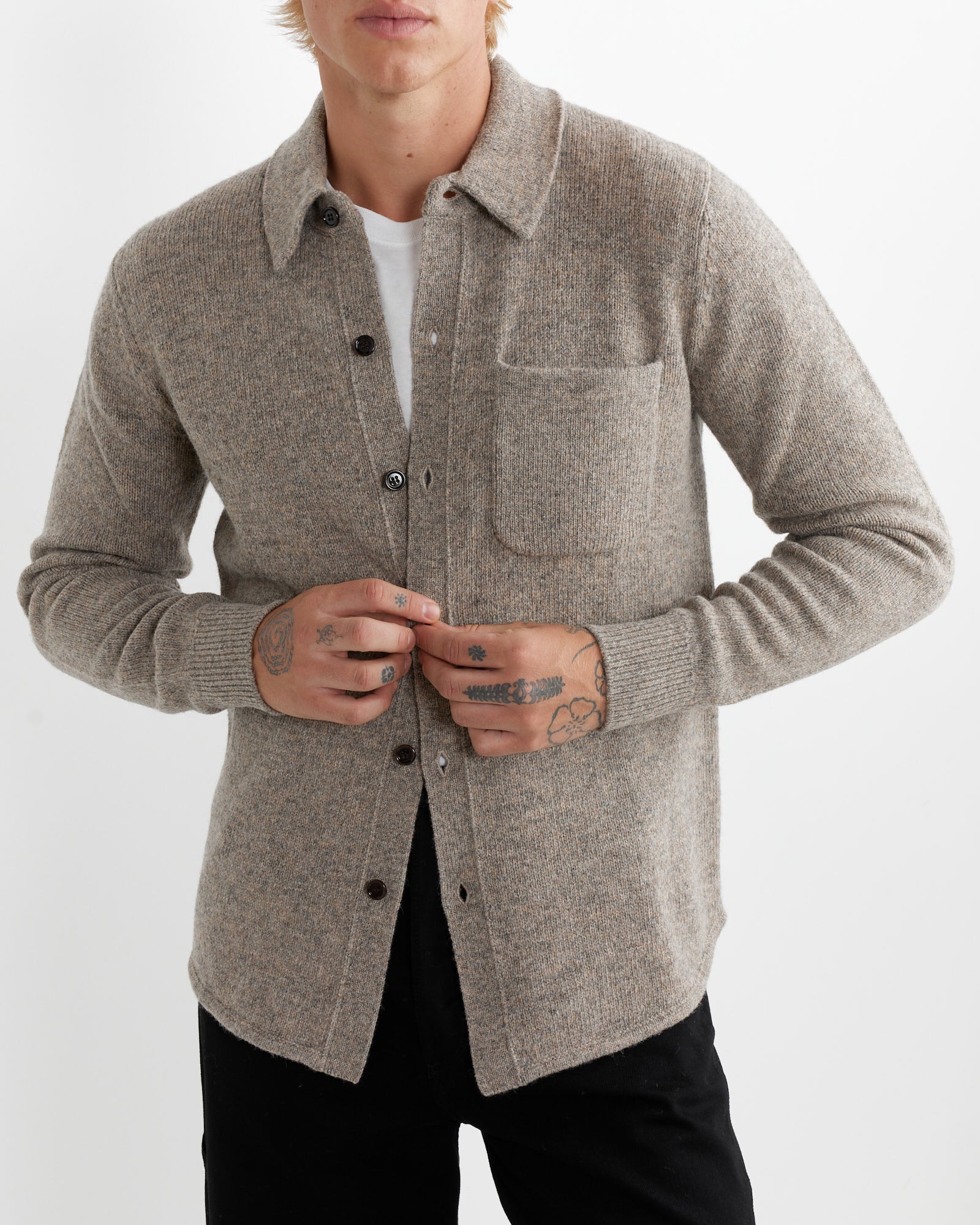 Pocket Shirt in Grey Melange