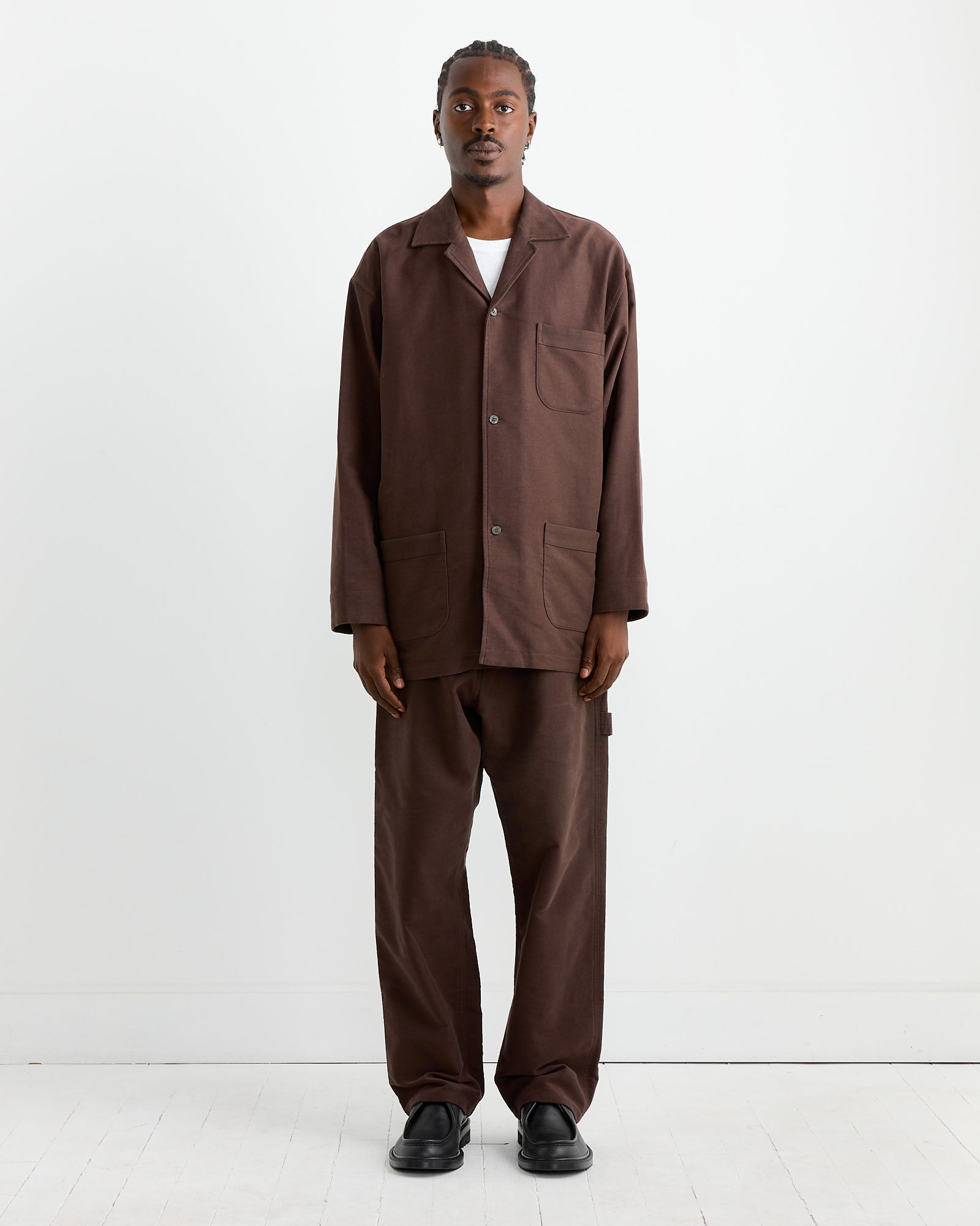 Cotton Silk Moleskin Pant in Brown