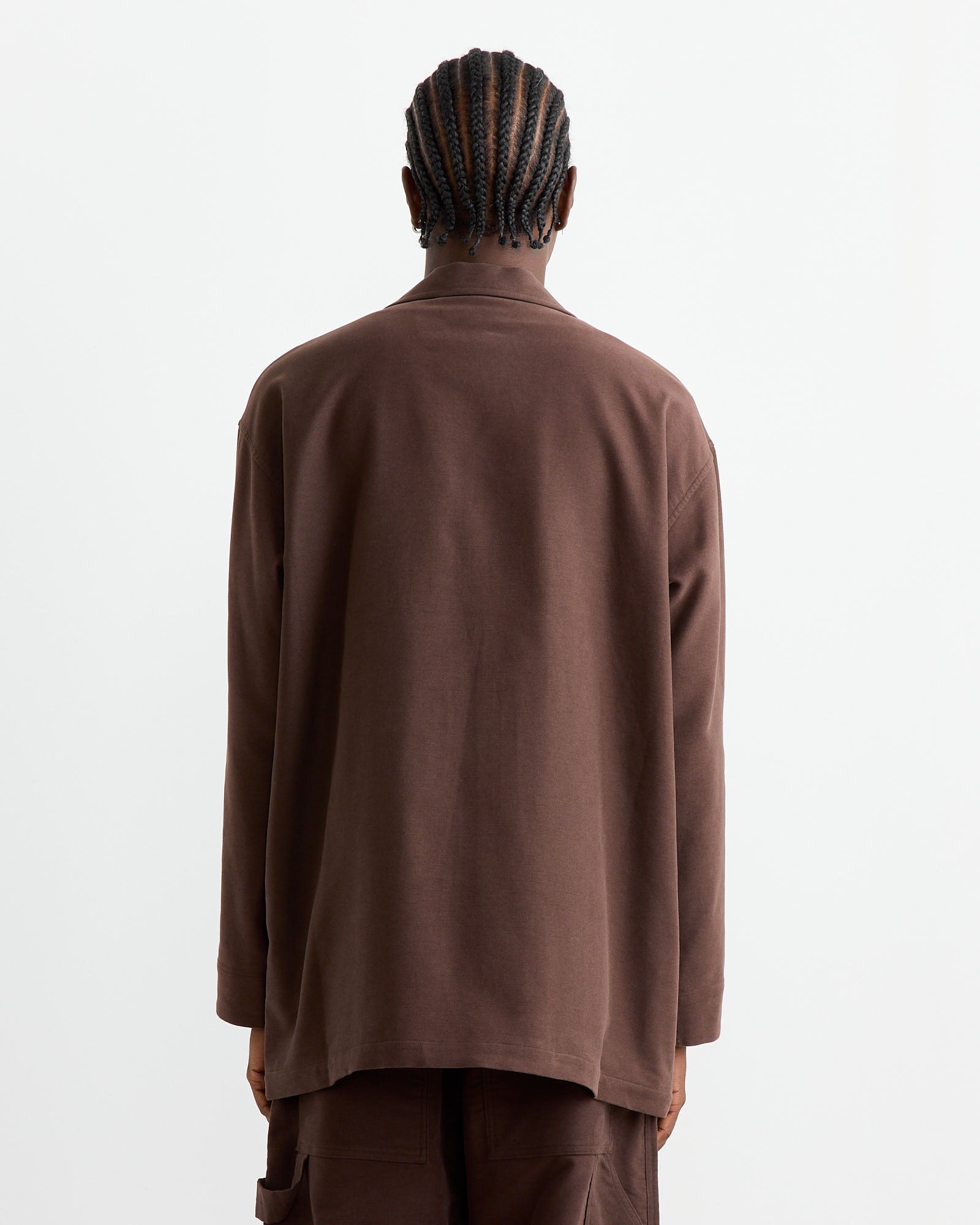 Cotton Silk Moleskin Jacket in Brown