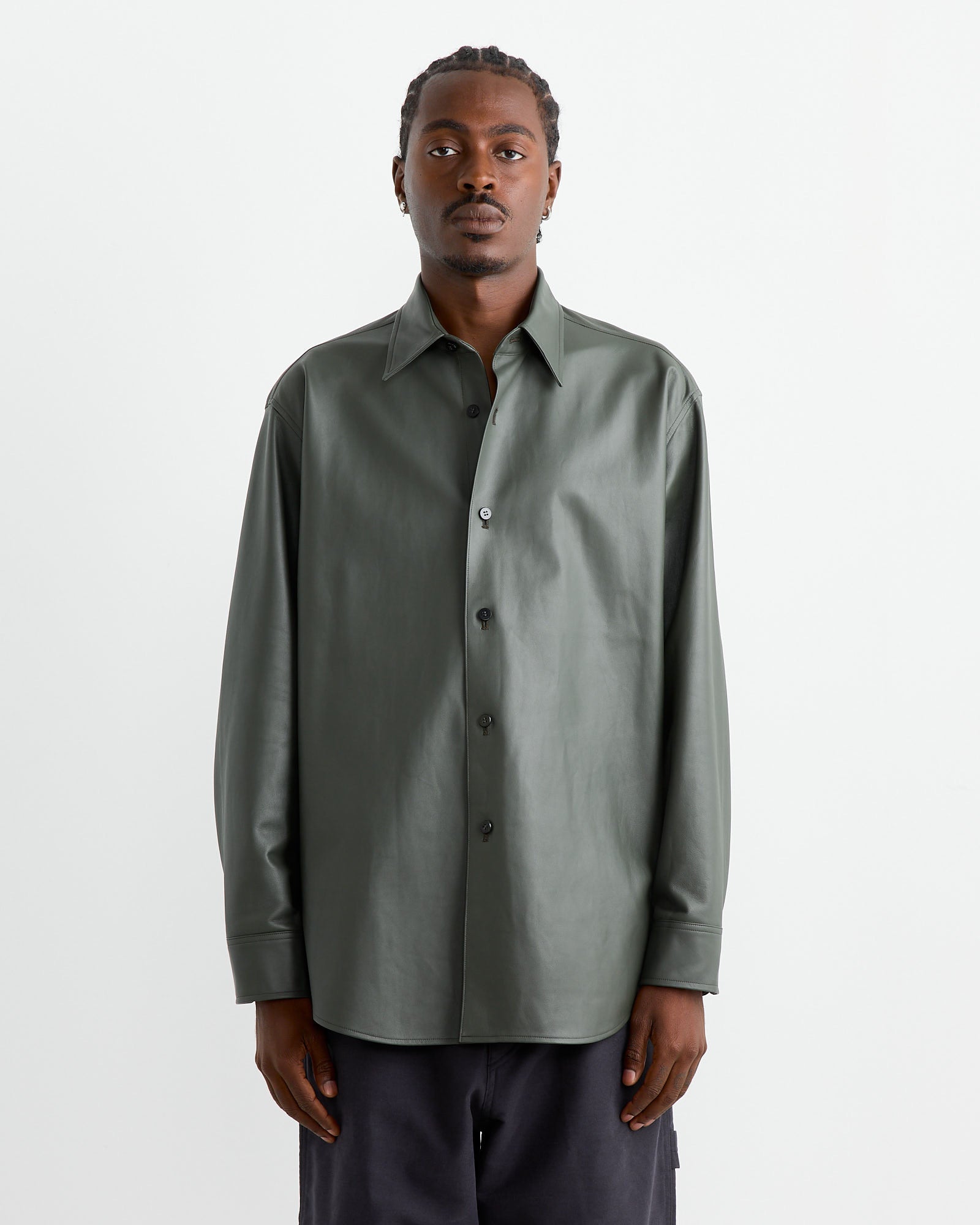 Lamb Leather Light Shirt in Green