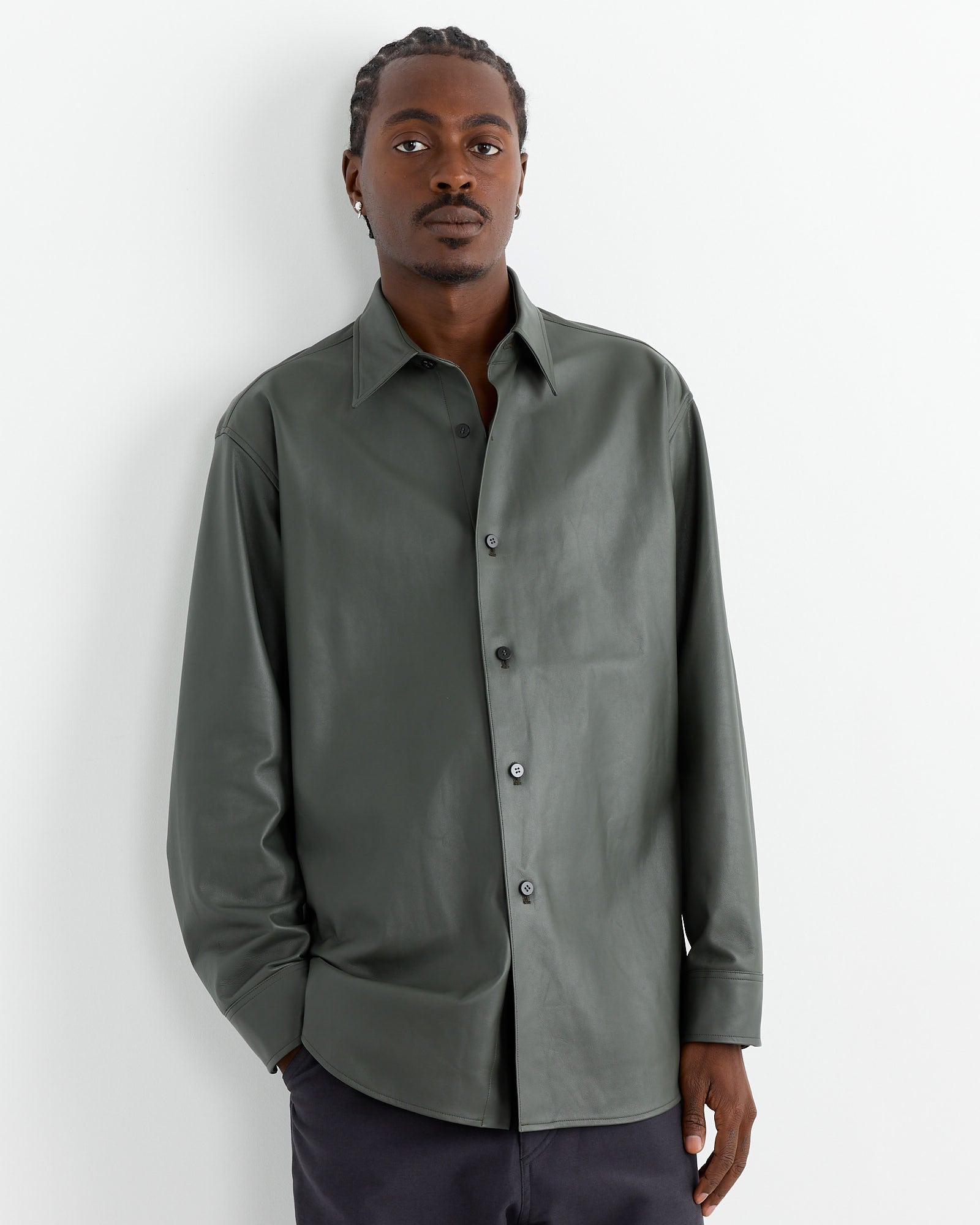 Lamb Leather Light Shirt in Green