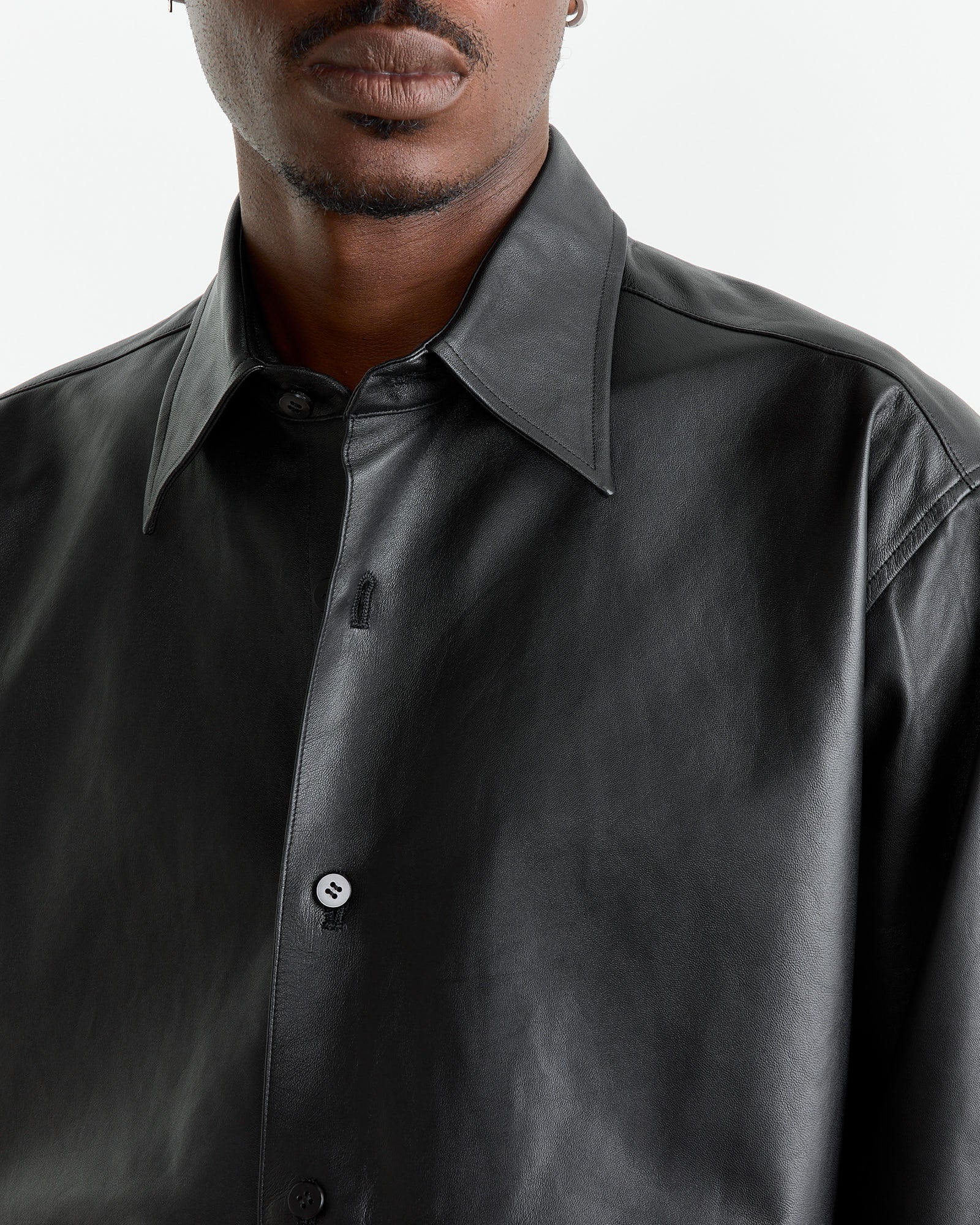 Cale Lamb Leather Light Shirt Black - Black / 4 (265411)