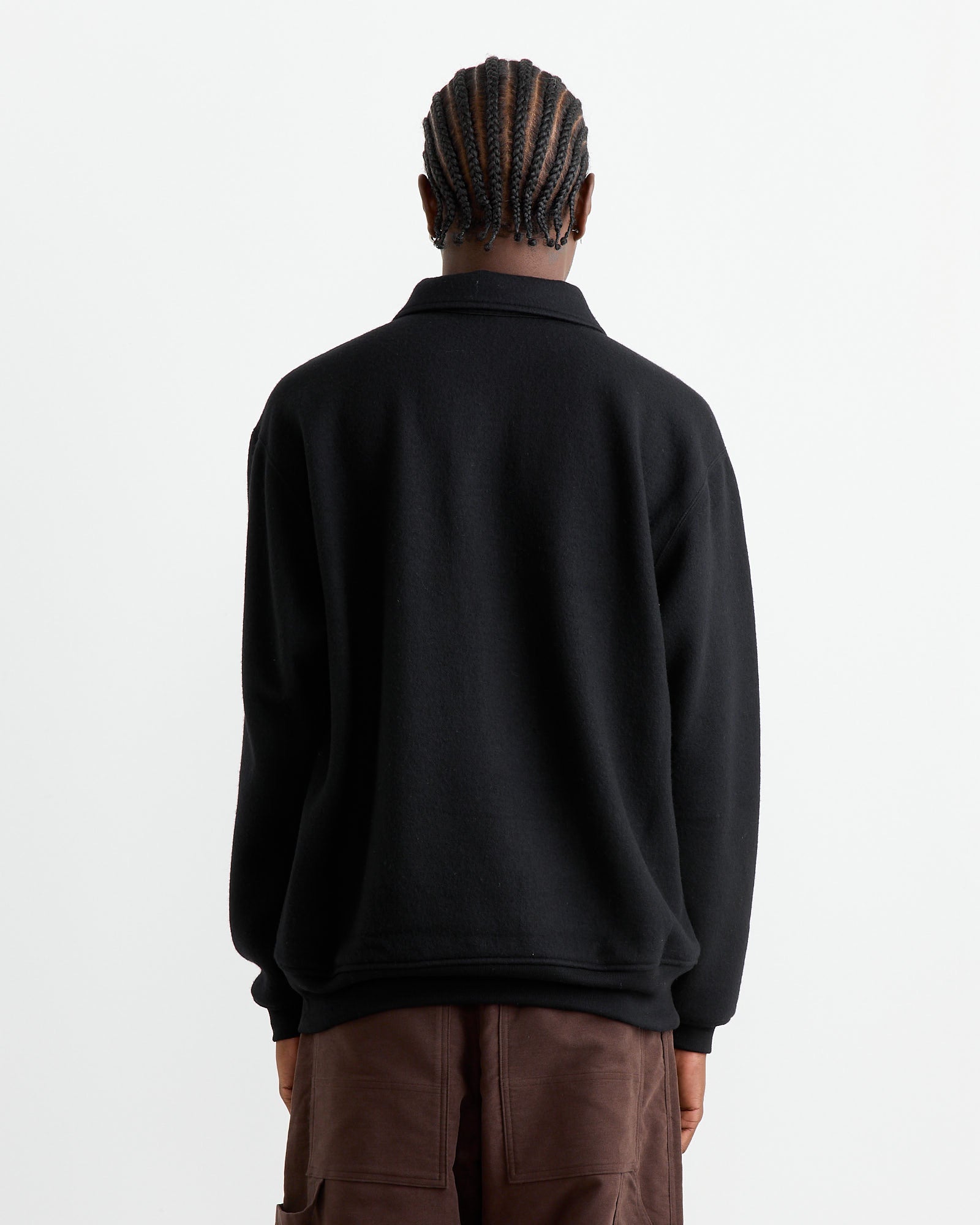 Super 120 Air Wool Fleece Sweater in Black