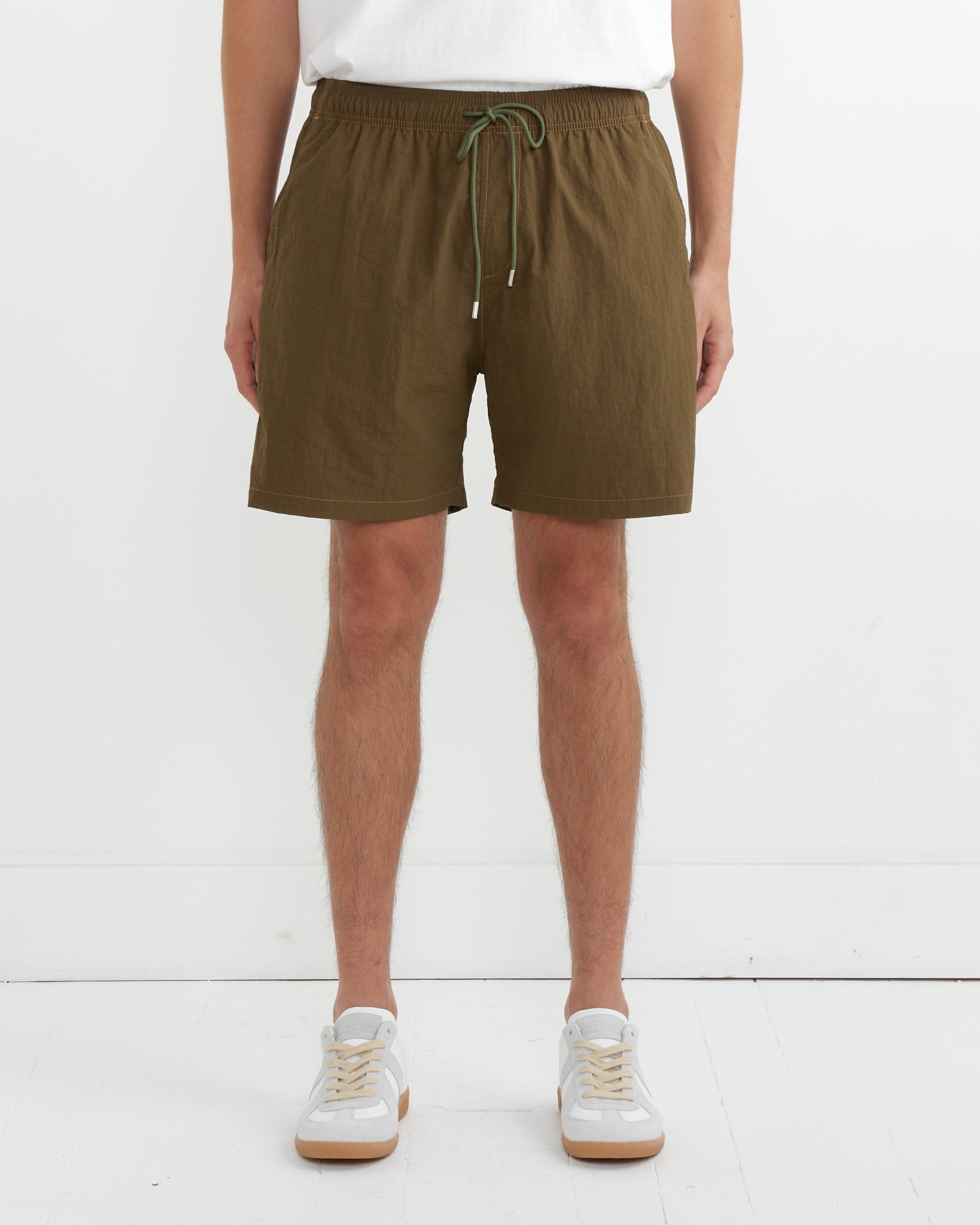 Contrast Stitch SM Short Taslan Nylon in Olive