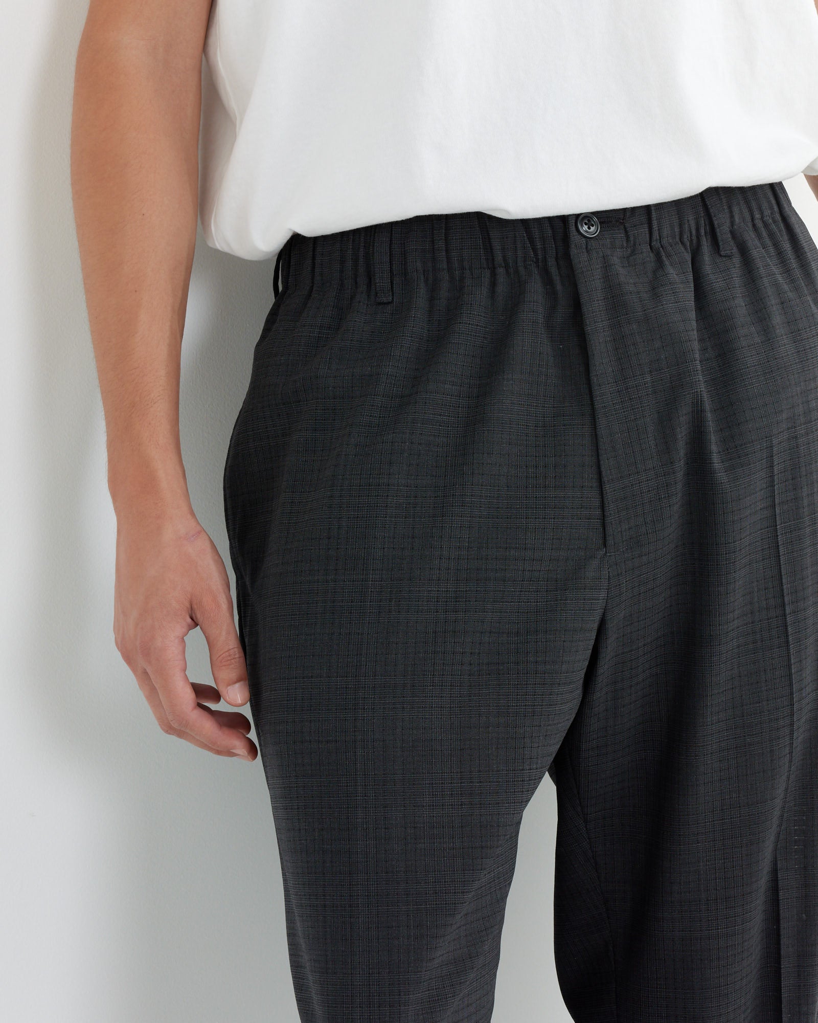 SMOCK Drape Trouser in Air Mesh Charcoal Plaid - Charcoal Plaid / L (265459)