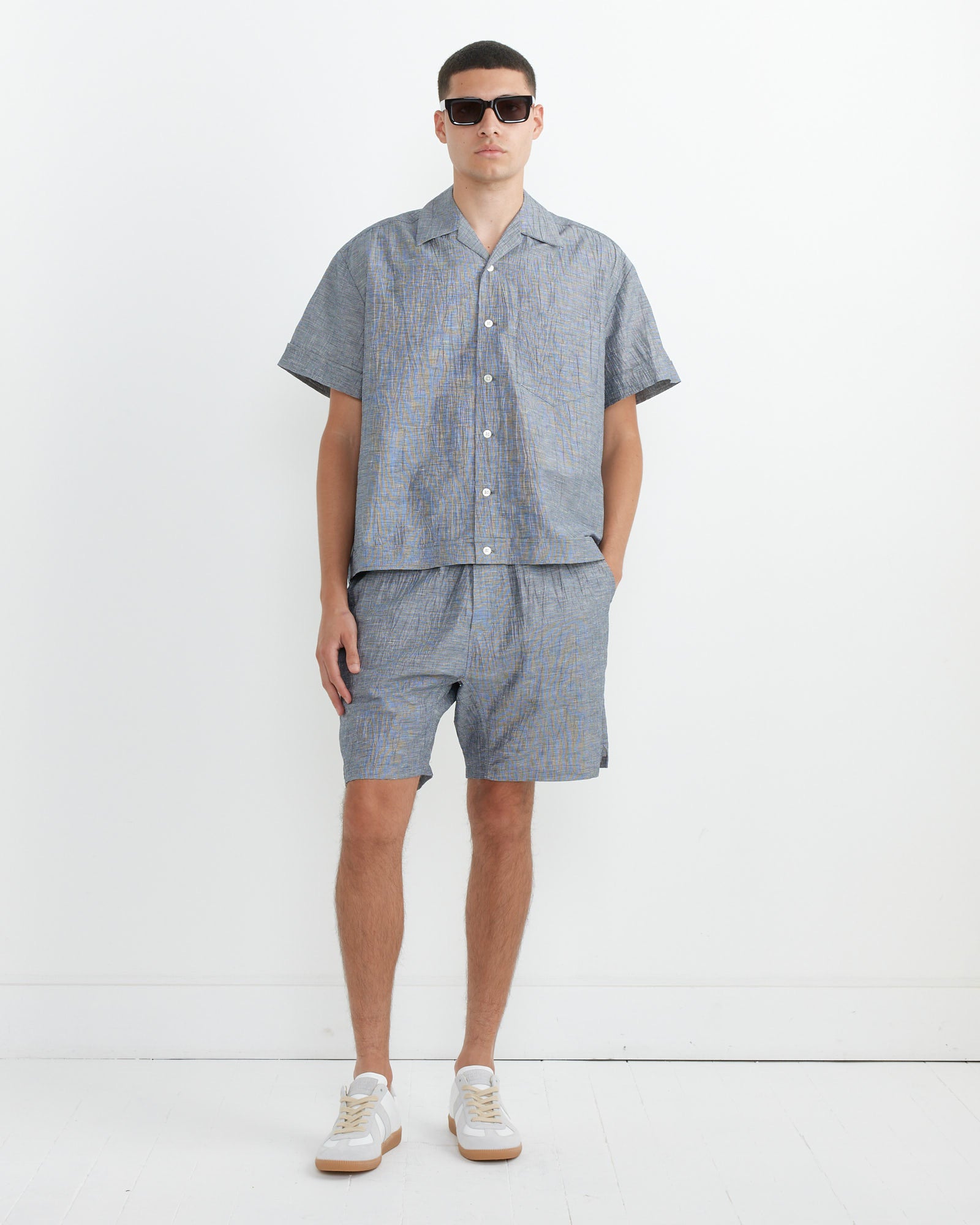 SMOCK Bongo Shirt S/S in Crinkle Check Black/White - Black/White / L (265487)