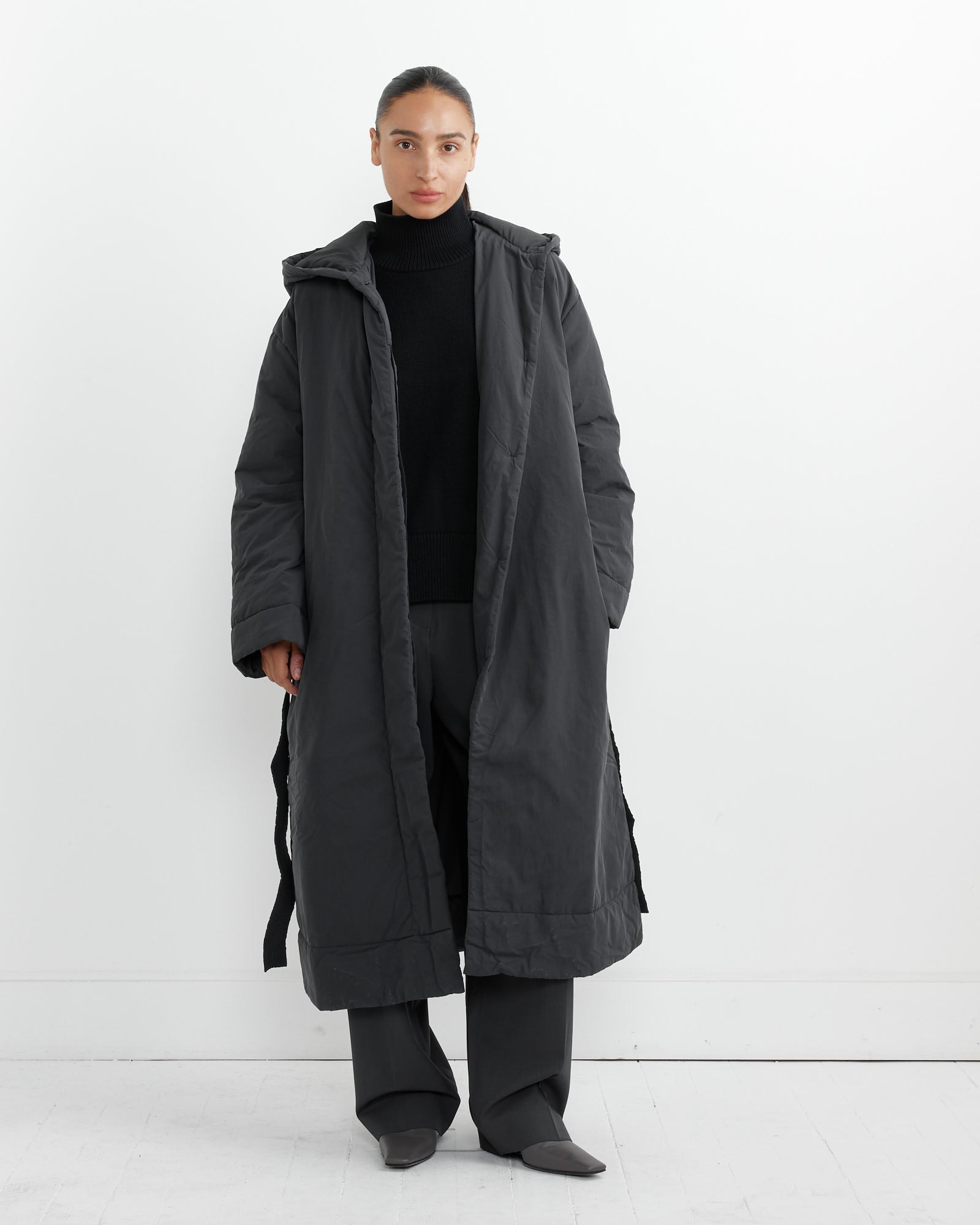 Kariba Wrap Puffer Coat in Darkest Navy