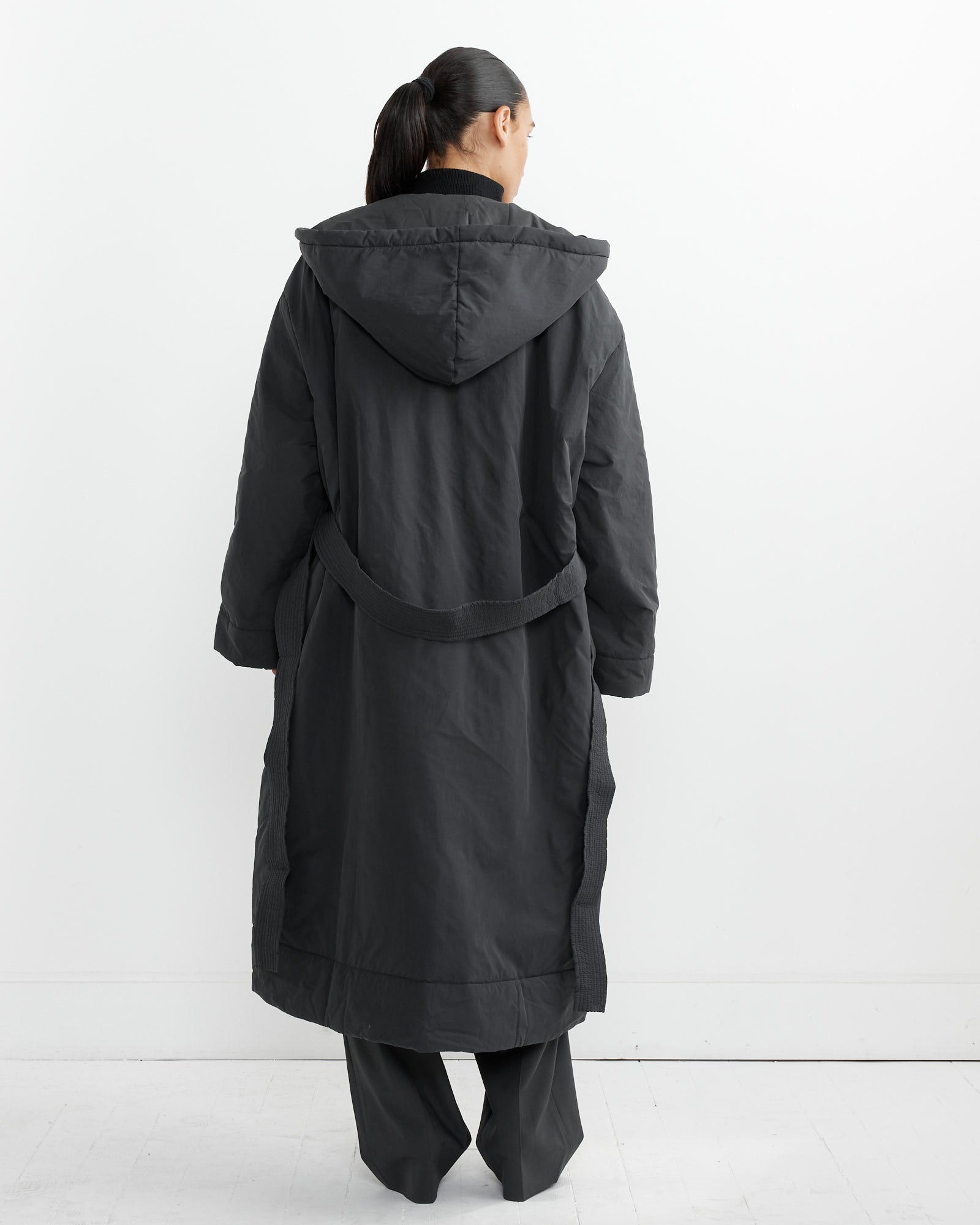 Kariba Wrap Puffer Coat in Darkest Navy