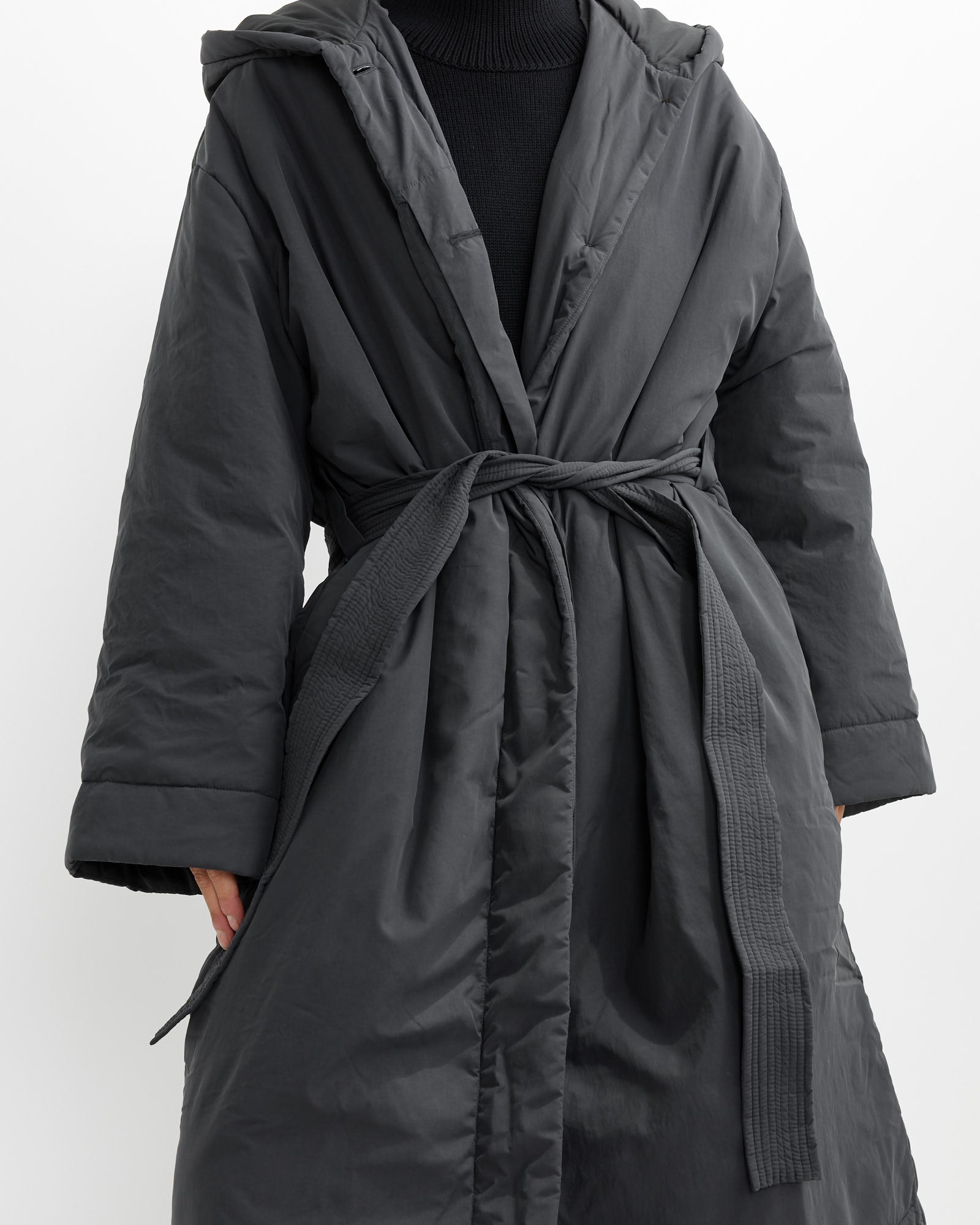 Kariba Wrap Puffer Coat in Darkest Navy