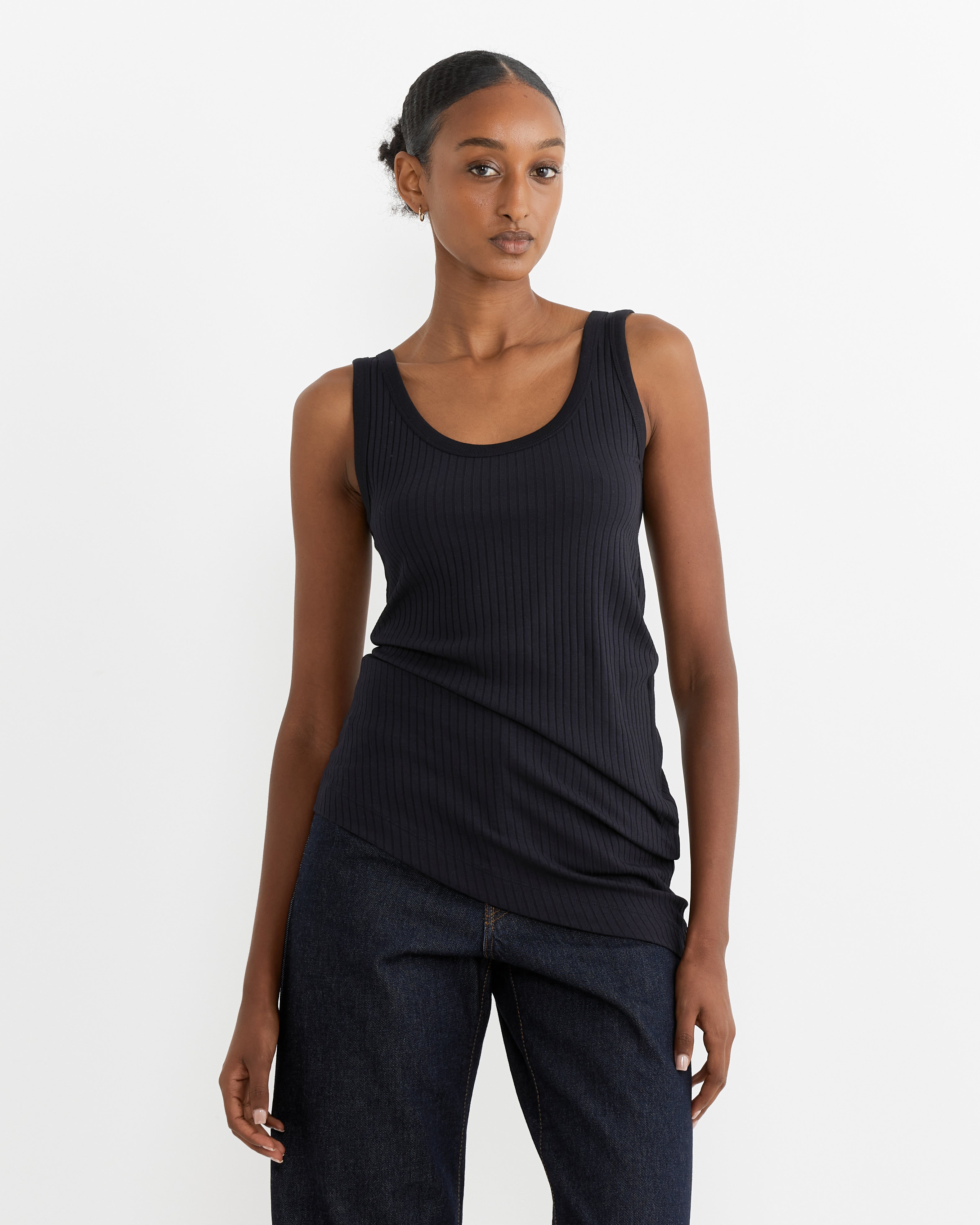 Asymmetrical Tank Top in Navy