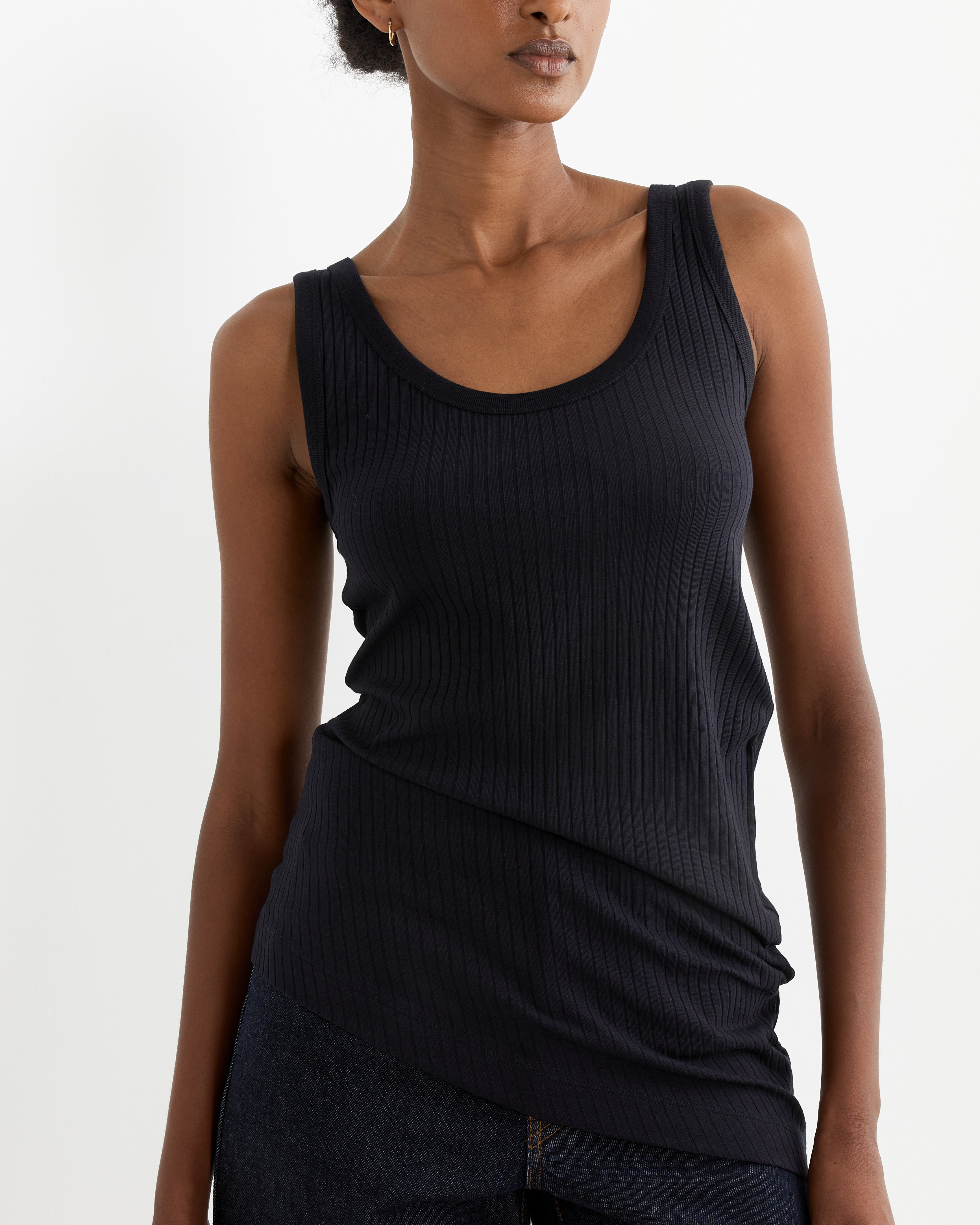 Asymmetrical Tank Top in Navy