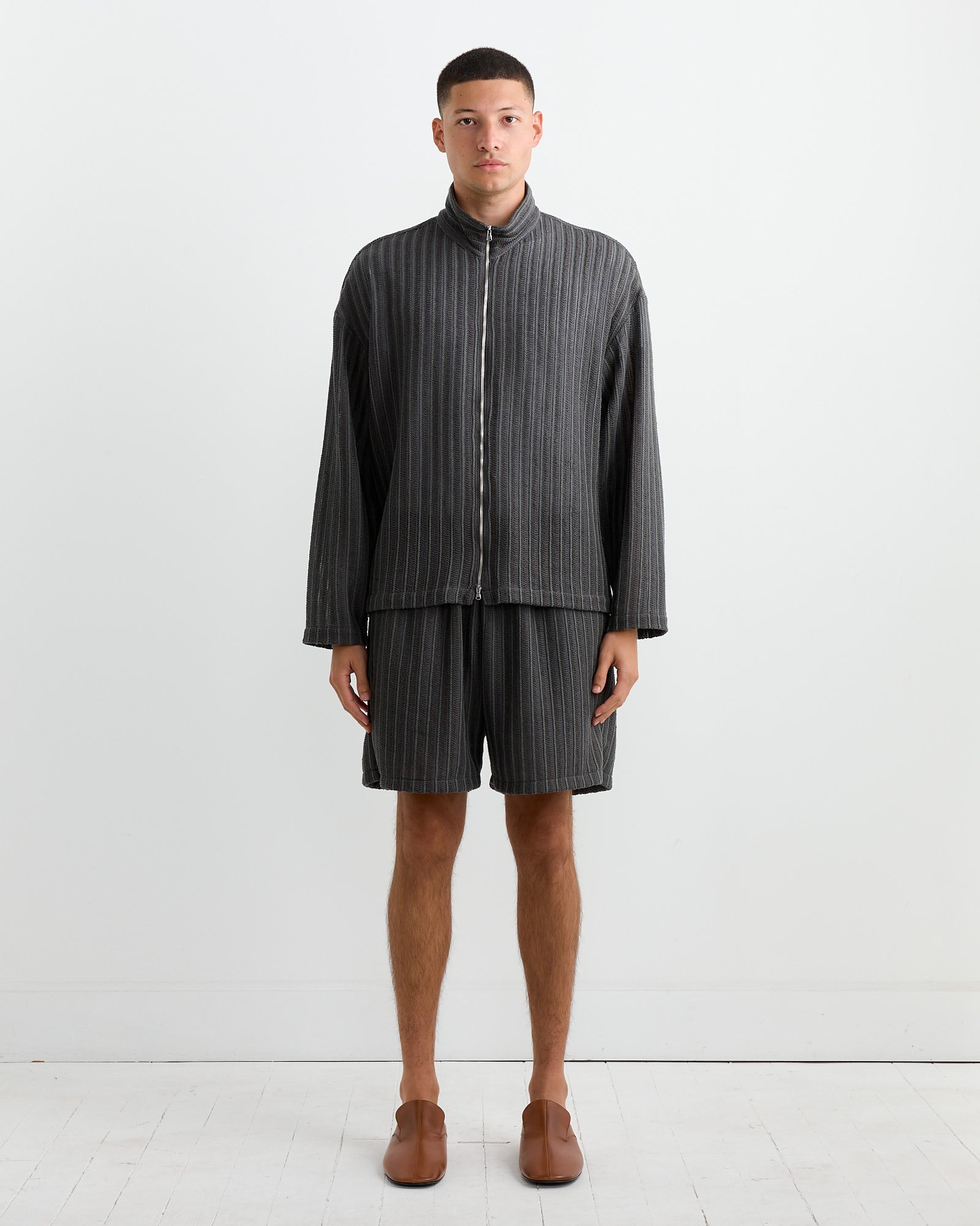 Enzo Shirt in Cotton/Linen Mesh Olive