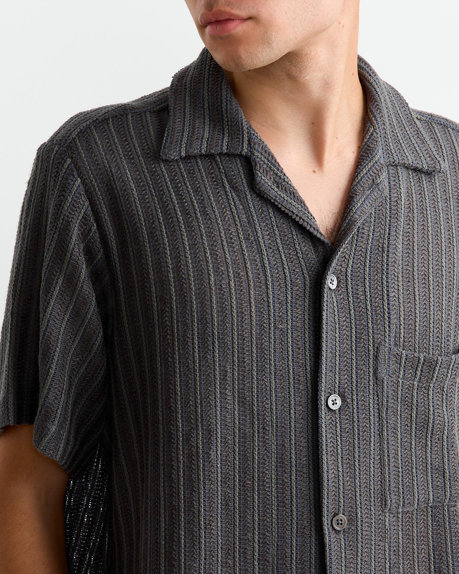 Acoustic Shirt in Cotton/Linen Mesh Olive