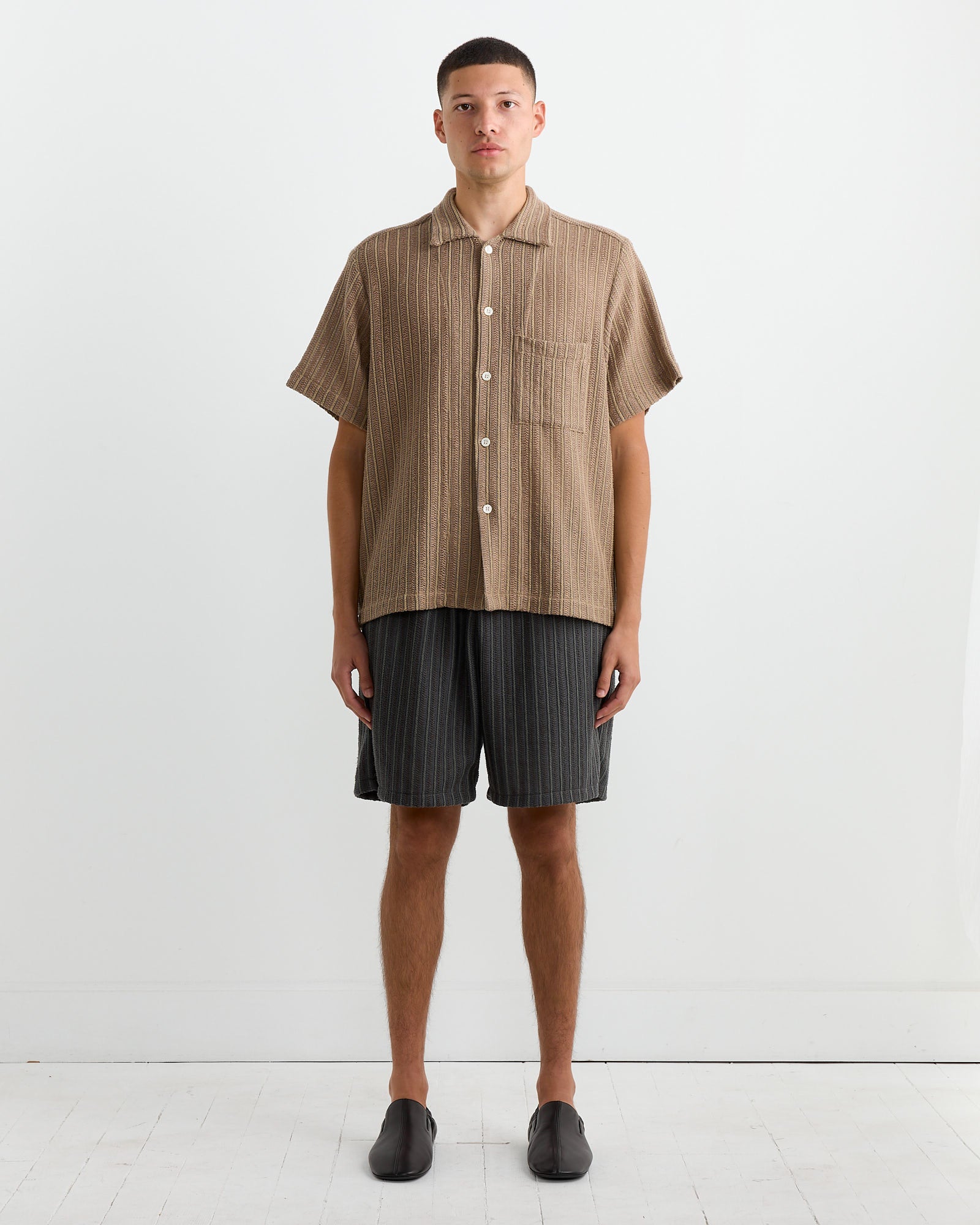 Acoustic Shirt in Cotton/Linen Mesh Tan - Cotton/Linen Mesh Tan / M (265769)