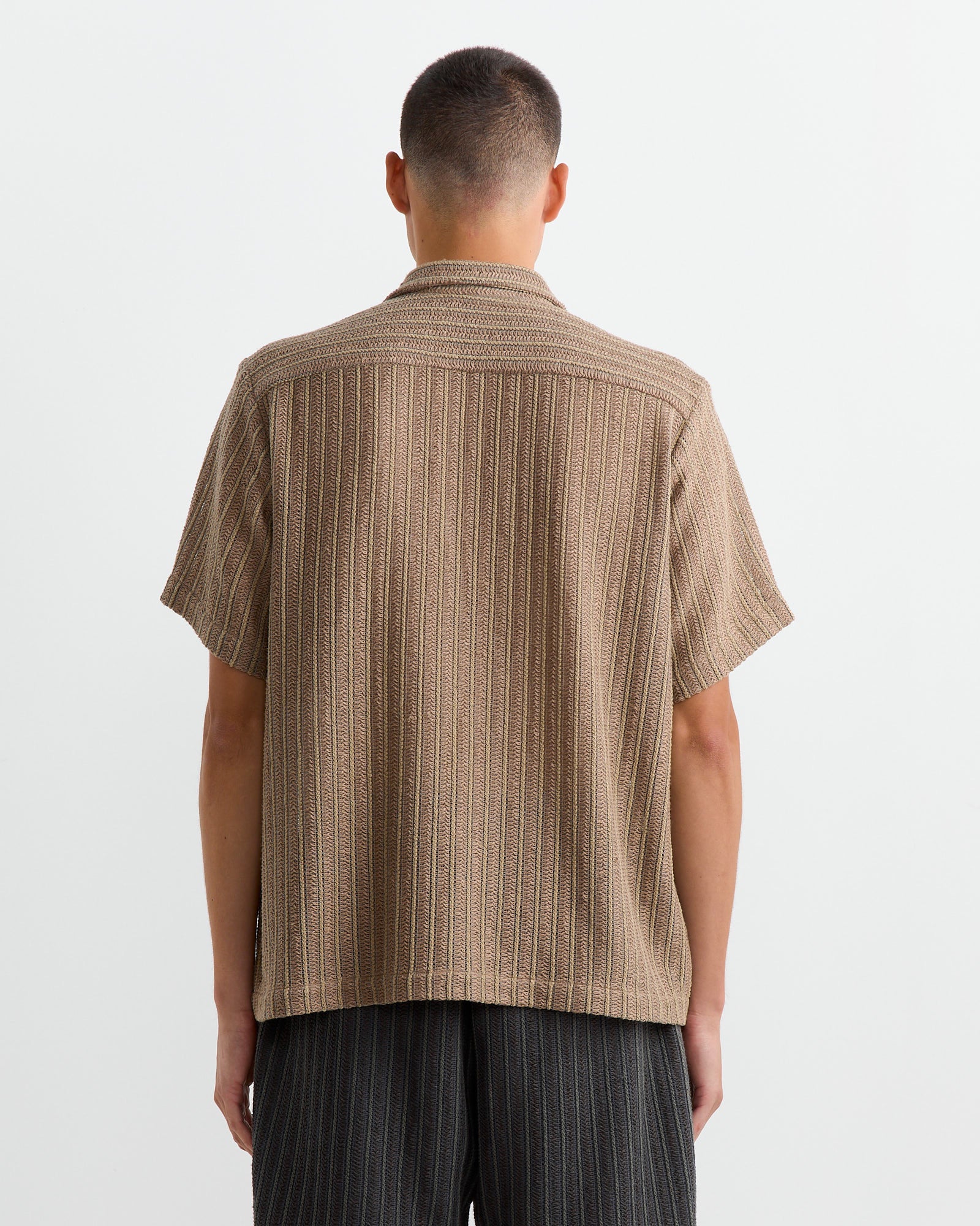 Acoustic Shirt in Cotton/Linen Mesh Tan