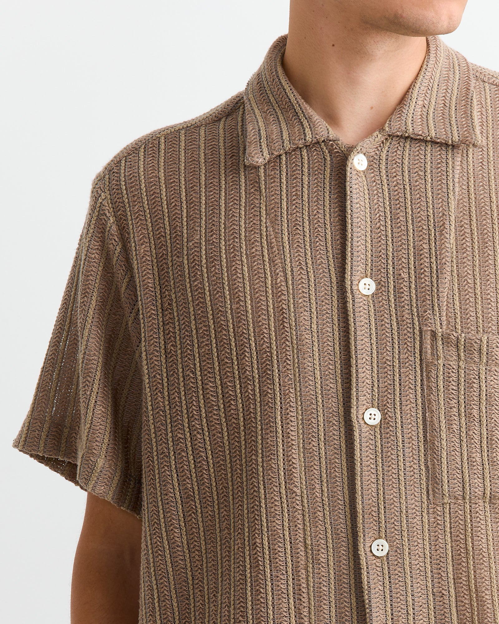 Acoustic Shirt in Cotton/Linen Mesh Tan