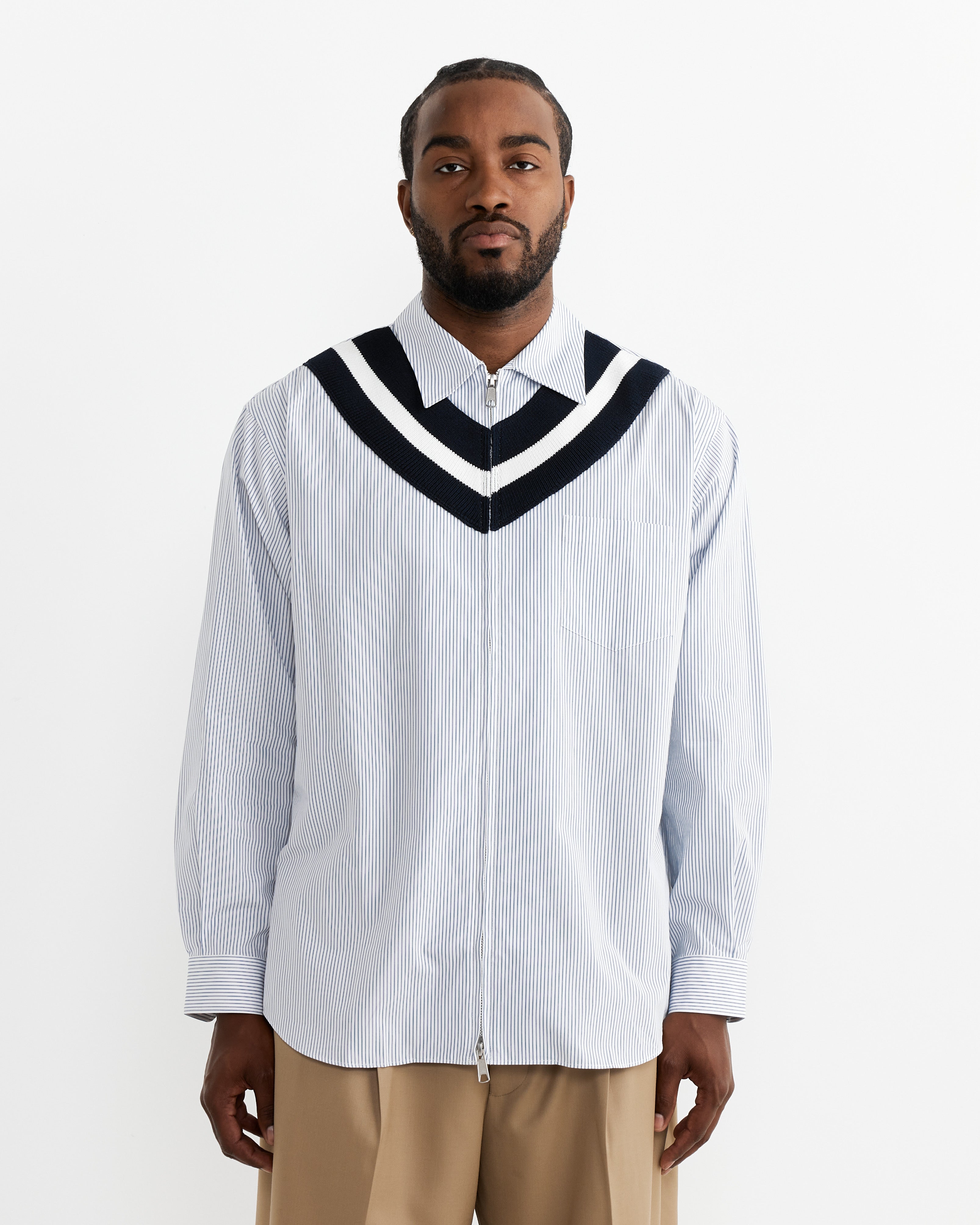 Comme Des Garçons B003 Shirt White/Blue Stripe - White/Blue Stripe / M (265787)