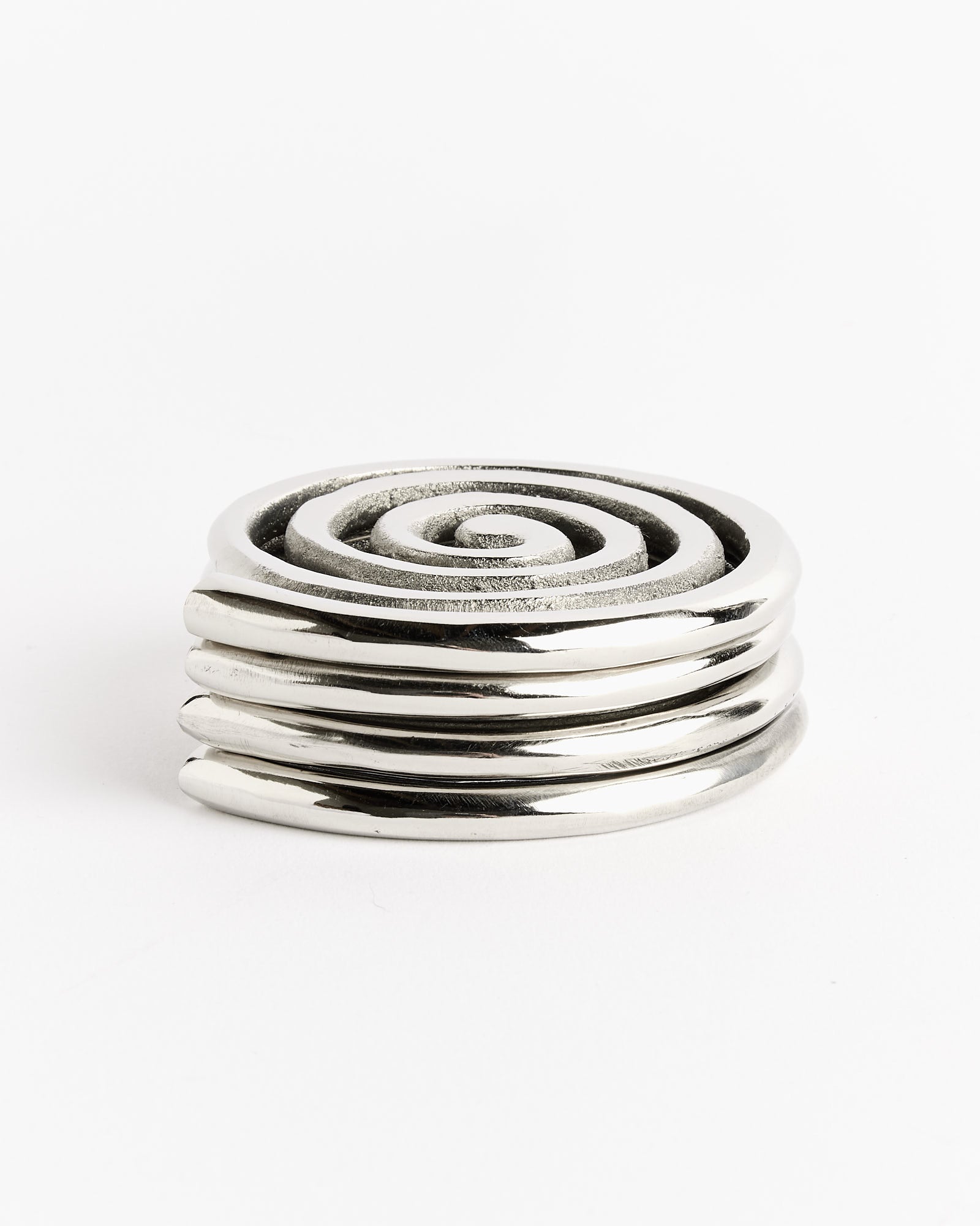 Sophie Lou Jacobsen Spiral Coasters (Set of 4) - Nickel Plated Cast Aluminum - Default Title (266222)