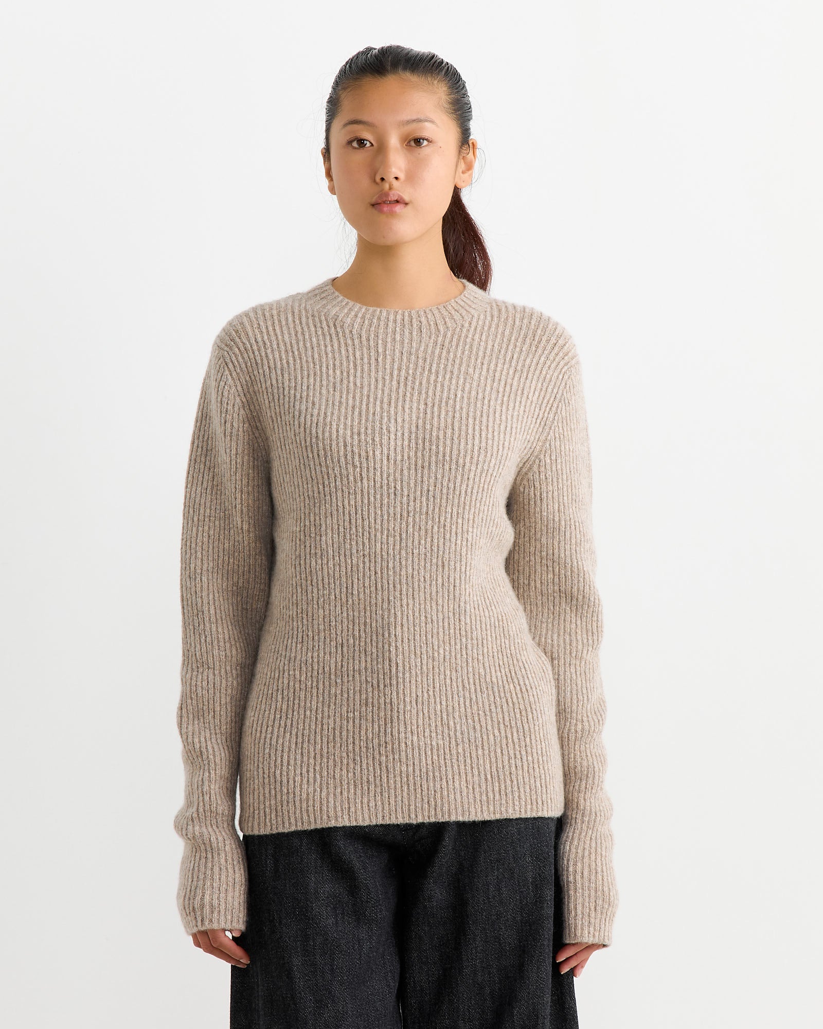 Soft Rib Crewneck in Dust