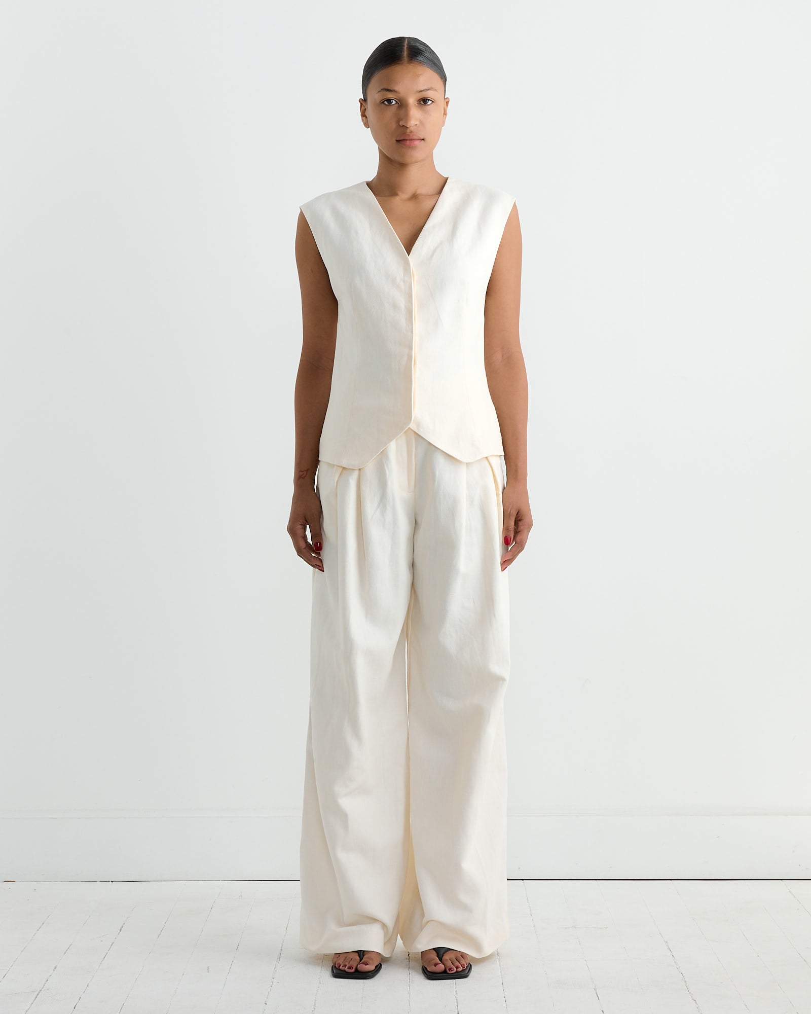 Minimal Fold Trouser in Ivory