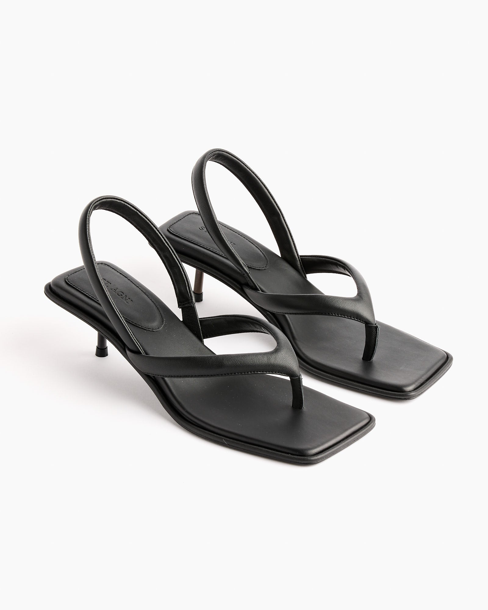 ST. AGNI Sling Back Thong Heel Black - Black / 38 (266456)