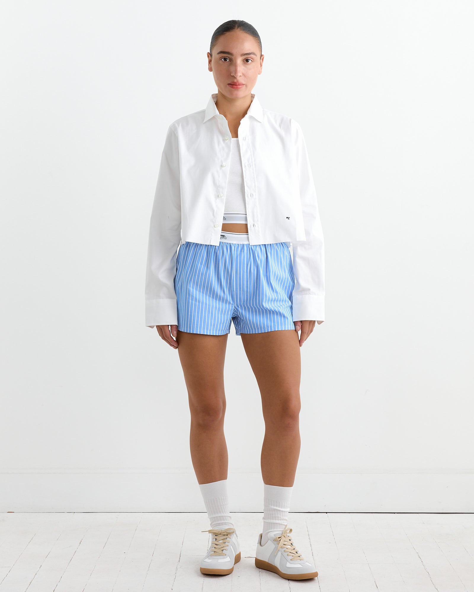 Oversized Cropped Shirt in White