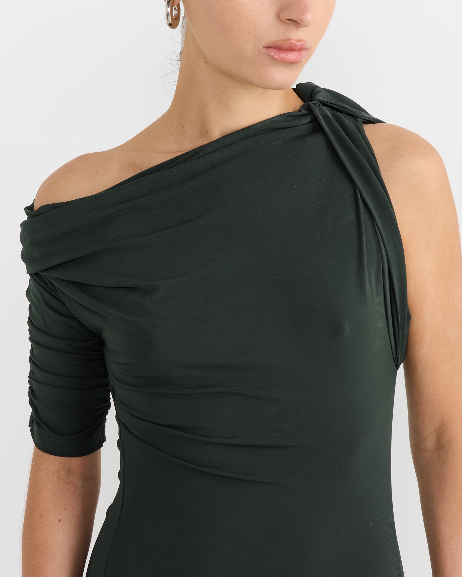 Jacquemus La Mini Robe Drapeado Dress Dark Green - Dark Green / S (266742)