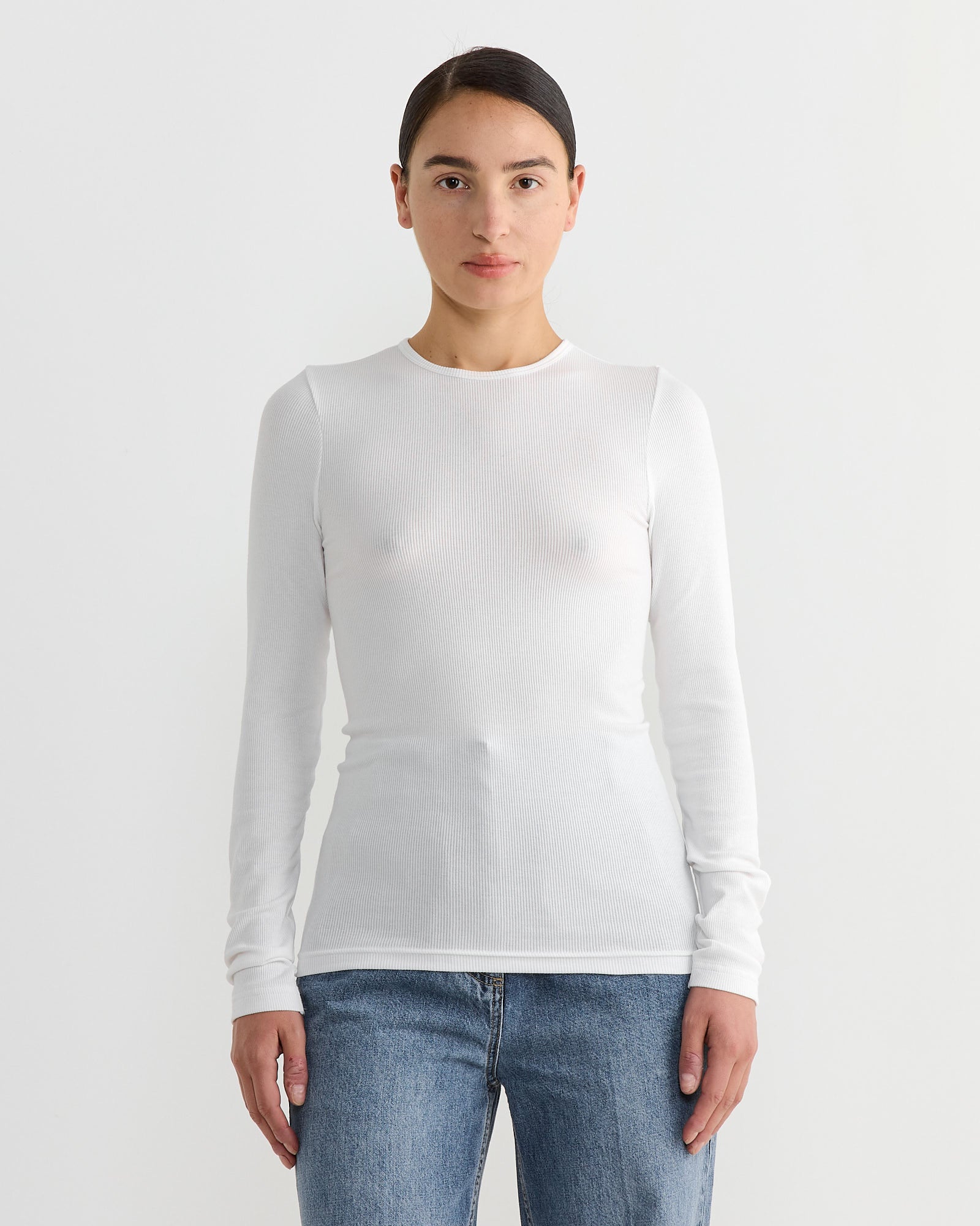 Tibi Circular Ribbed Crewneck Pullover White - White / S (267124)