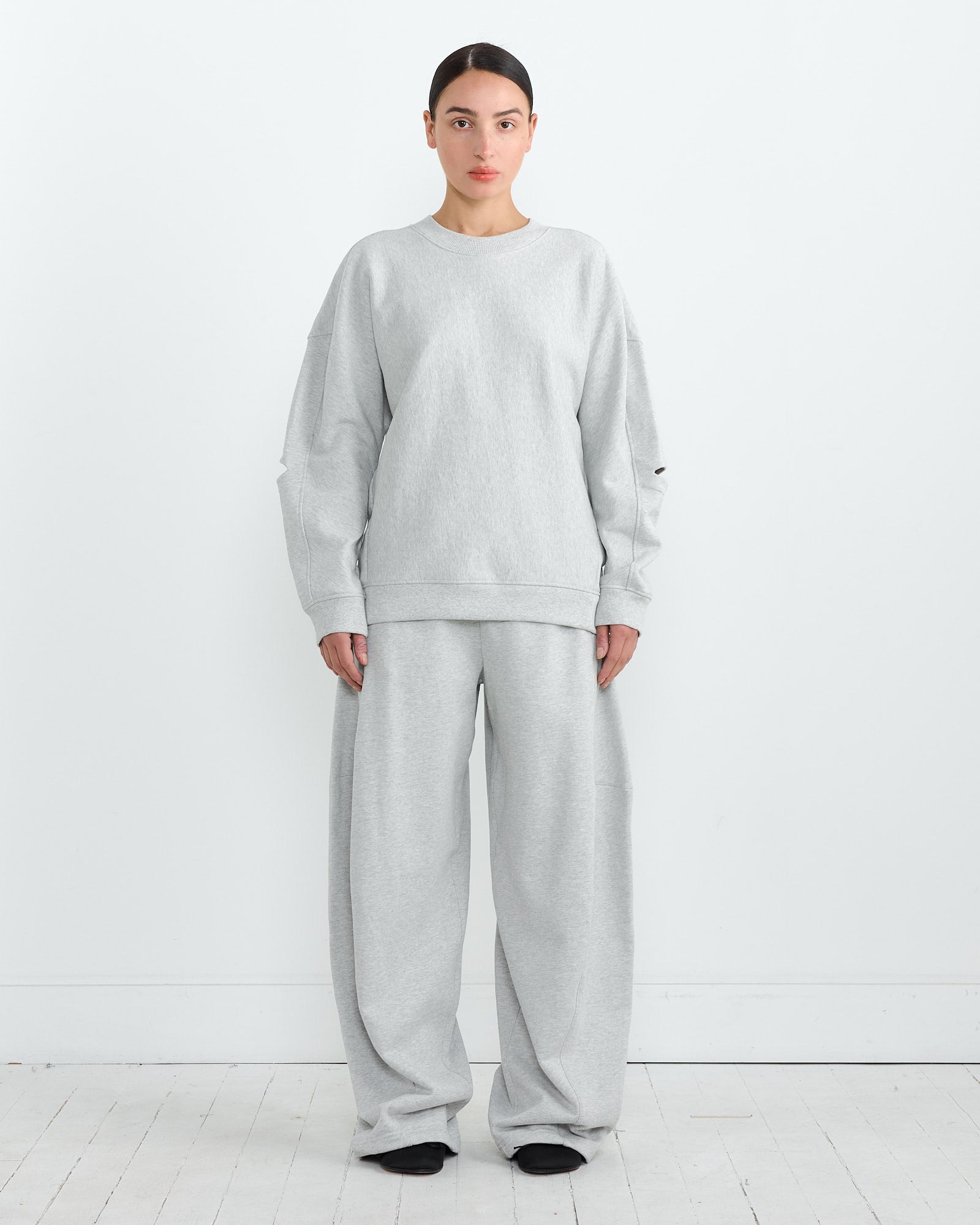 Tibi Cocoon Crewneck Sweatshirt Heather Grey - Heather Grey / S (267137)