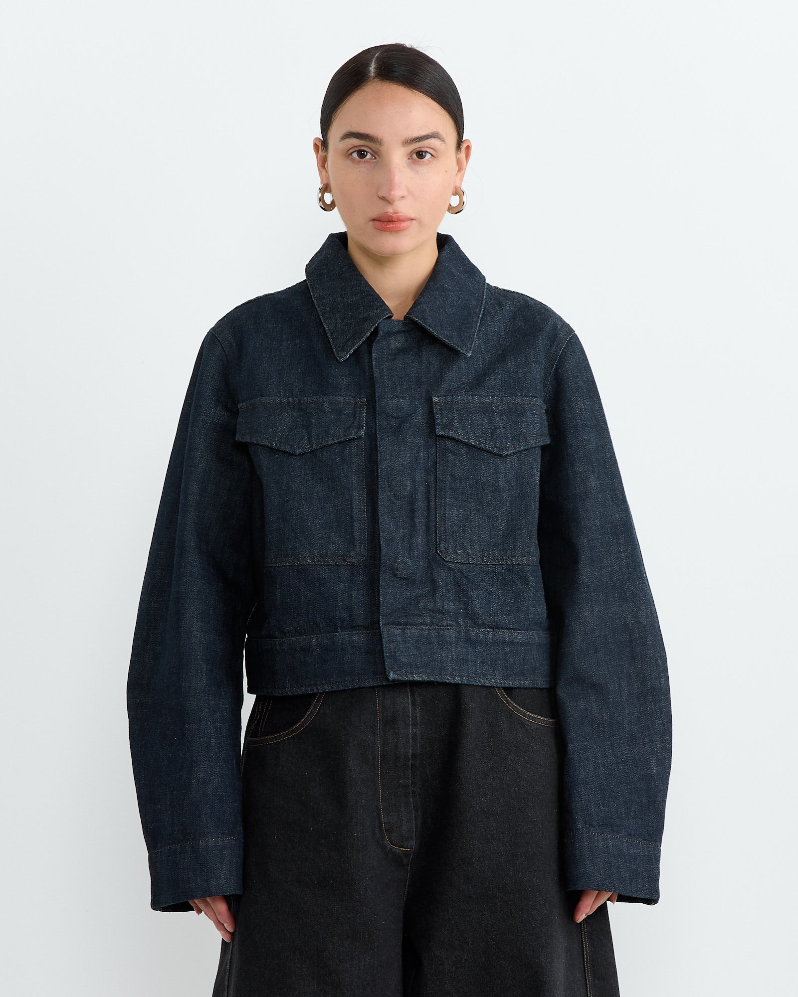 Lemaire Two Pocket Cropped Jacket Denim Indigo - Denim Indigo / 36 (267313)