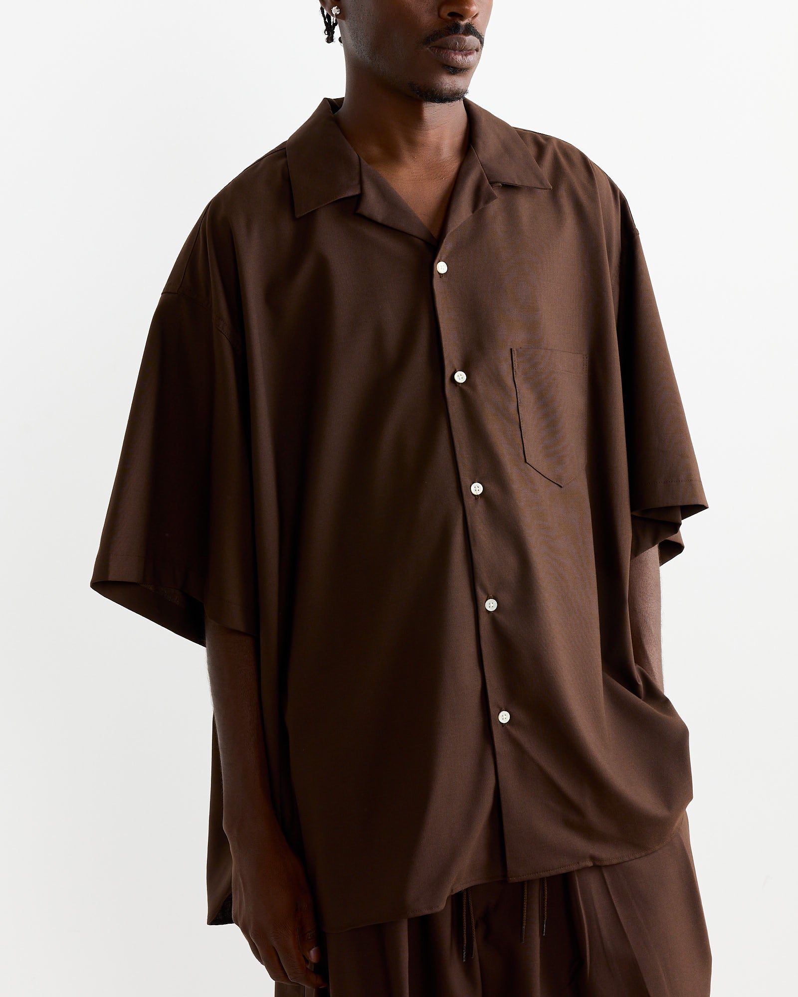 Re-Engineered Overshirt in Brown Melange