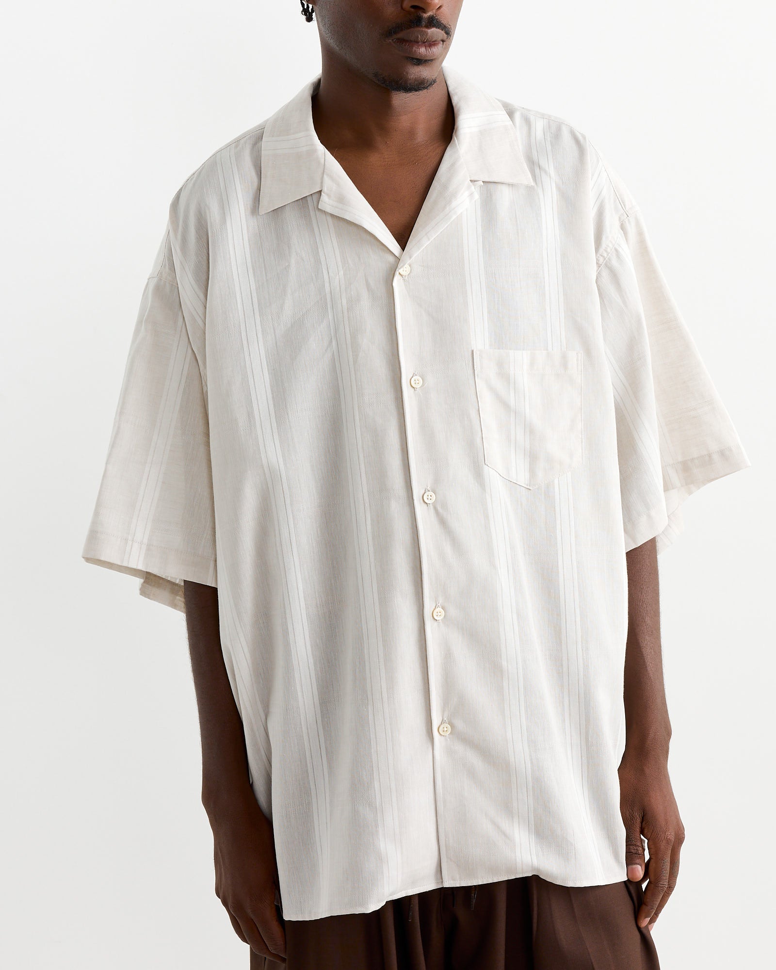 Re-Engineered Overshirt in Stripe Natural