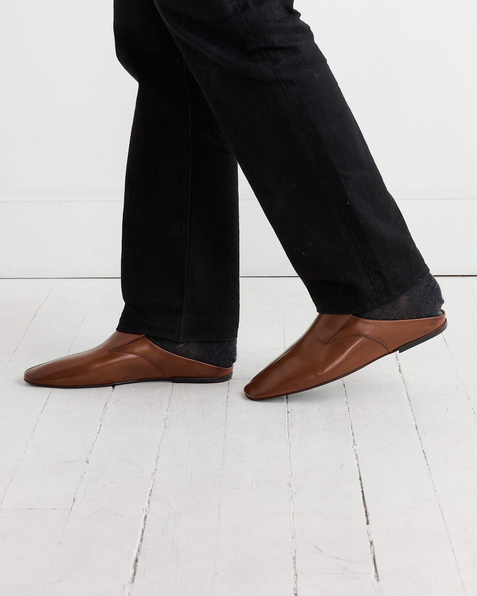 Leather Mules in Tan