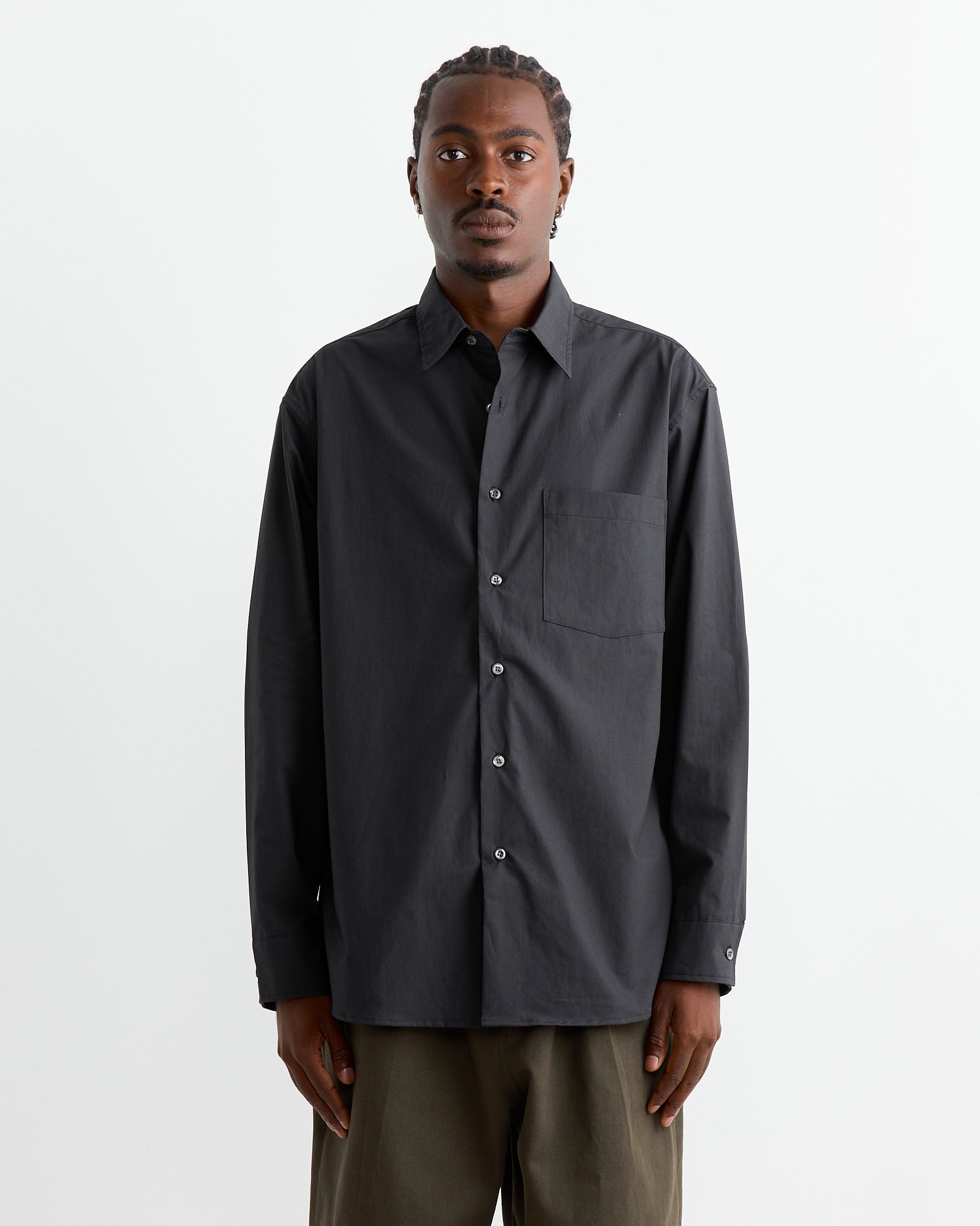 SMOCK Routine Shirt Organic Poplin Black - Organic Poplin Black / M (267693)