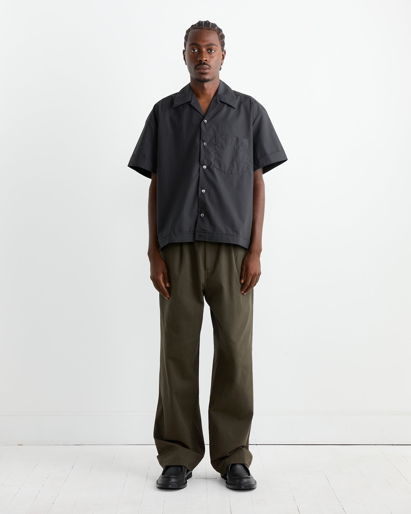 Bongo Shirt in Organic Poplin Black