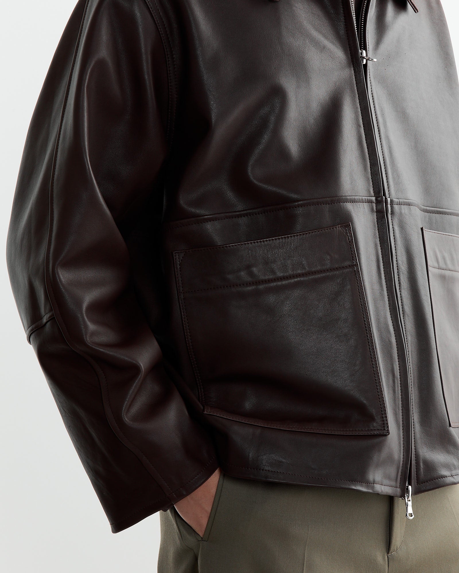 SMOCK Totem Leather Jacket Brown - Brown / L (268823)